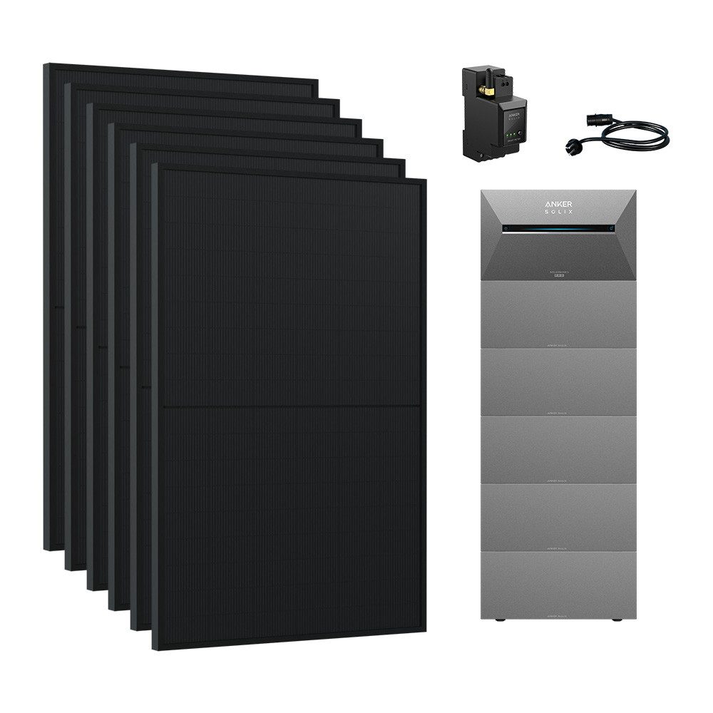 Anker Balkonkraftwerk 2730W Komplettset Solaranlage Anker SOLIX 3 E2700 Pro Speicher, (Smart Meter und 6x Astronergy 455Wp im Lieferumfang enthalten), Speicher mit integriertem Wechselrichter, All-in-One 2,668kWh Akku
