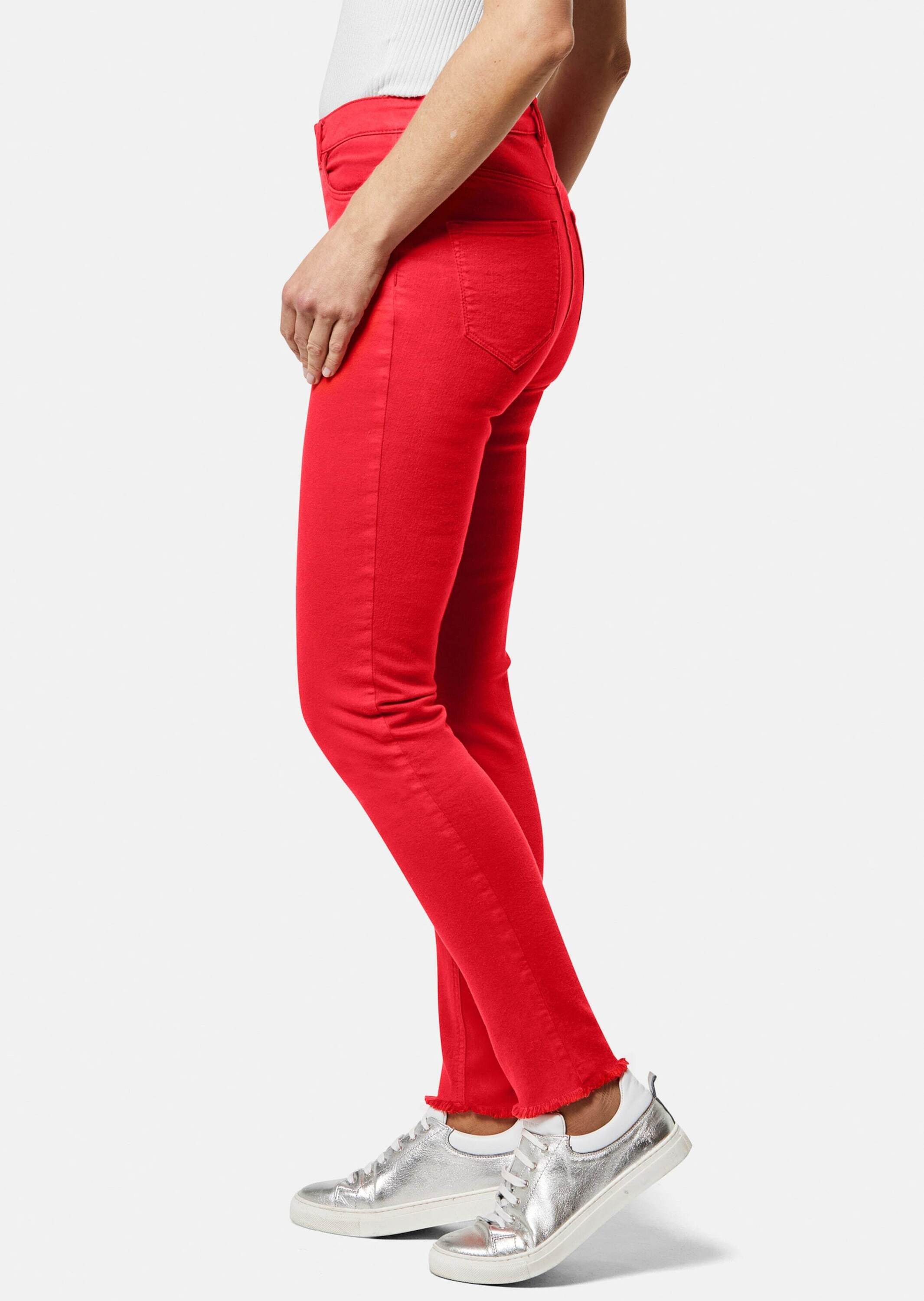 MADELEINE Gerade Jeans Mid Waist Skinny-Hose mit Fransen Fransenhose in schmale Silhouette, Five-Pocket-Stil – Bild 3 von 5