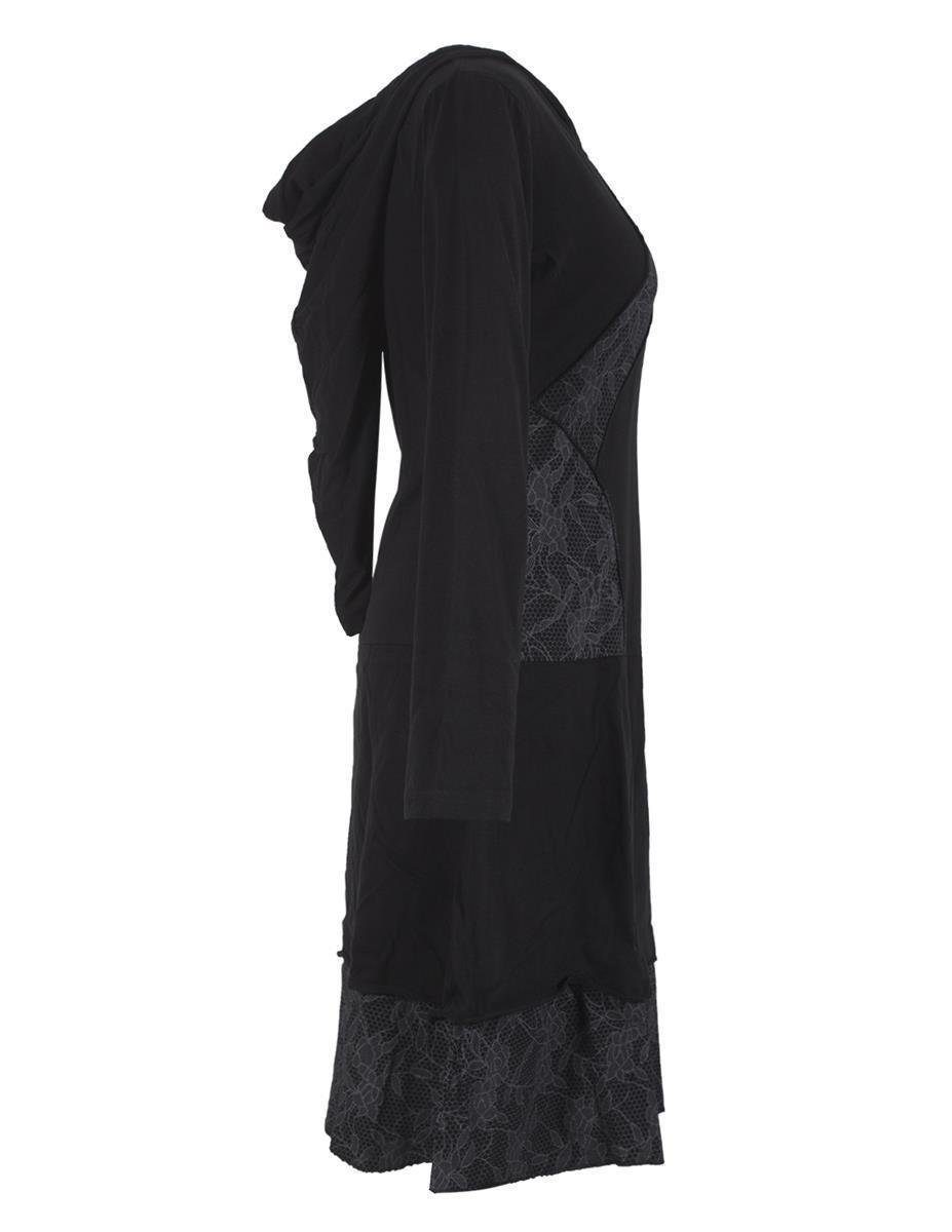 Vishes Jerseykleid Langarm Lagenlookkleid mit Zipfelkapuze Elfen, Goa, Boho, Pixie Style – Bild 3 von 4