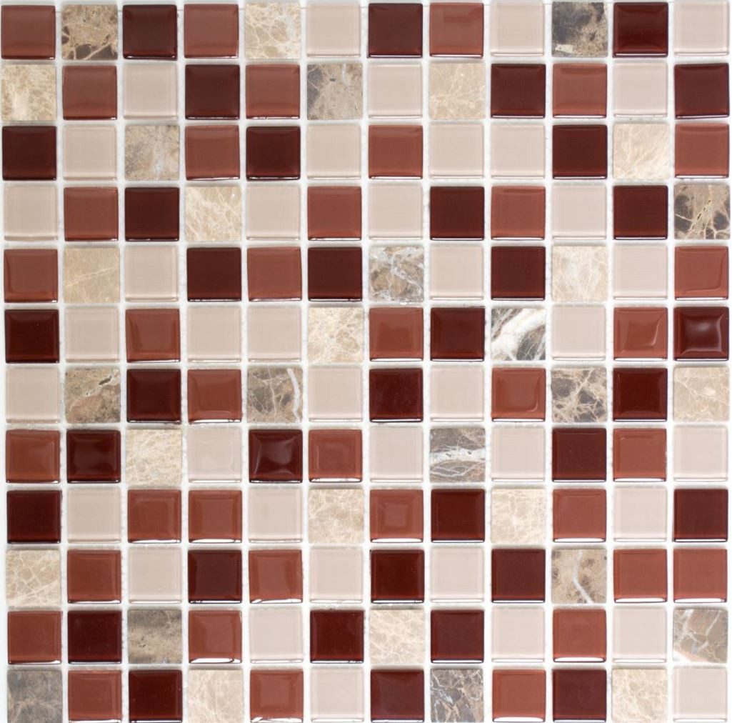 Mosani Mosaikfliesen selbst­kle­bende Naturstein Glasmosaik Fliesen 30x30 cm, Spritzwasserbereich geeignet, Küchenrückwand Spritzschutz