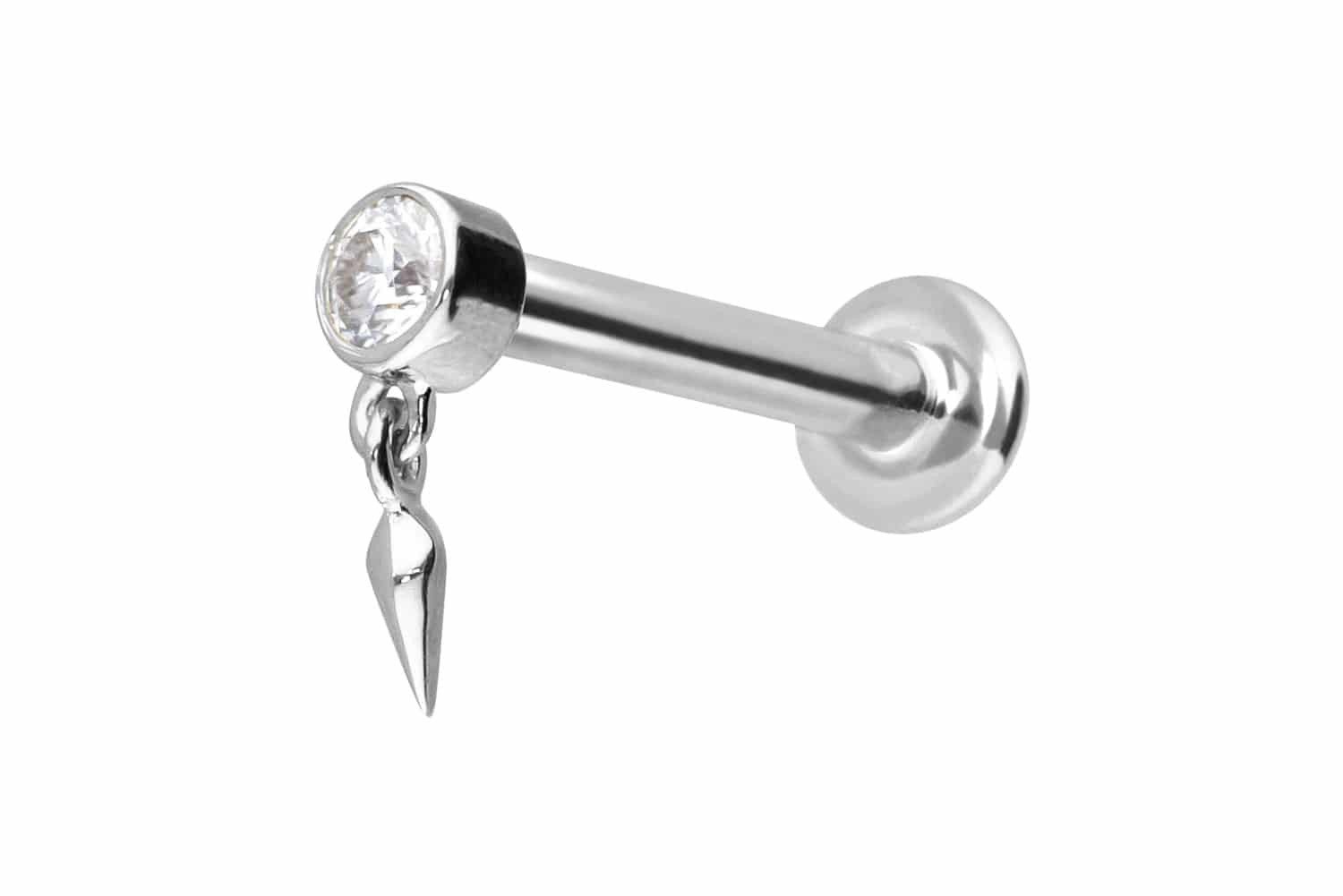 PIERCINGLINE Piercing-Set 14 Karat Gold Labret mit Push Fit MOISSANIT + SPITZE (Labrets, 1-tlg)