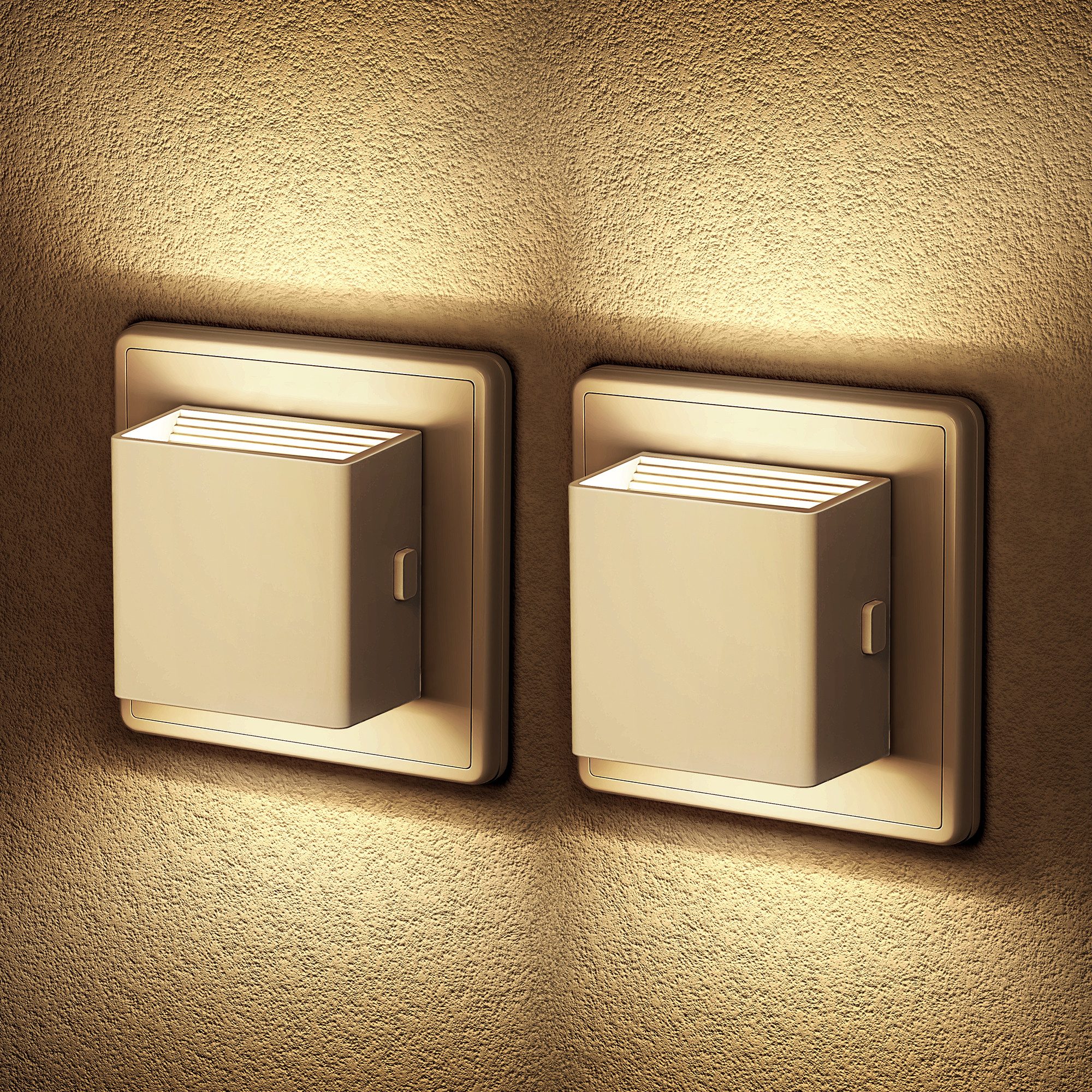 LOHAS-LED LED Nachtlicht Nachtlicht, 3 Helligkeitsstufen, Helligkeitsspeicher, Dämmerungssensor, LED fest integriert, Zeitloses Quadrat-Design, blend- und flimmerfreies Licht