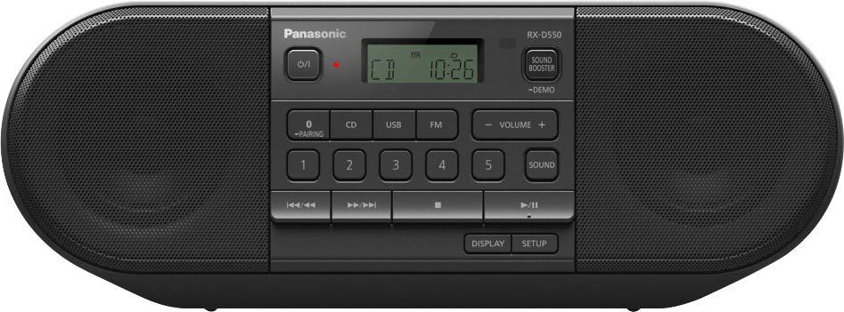 UKW 20 Boombox CD- mit RDS, Panasonic W) (FM-Tuner, RX-D550E-K