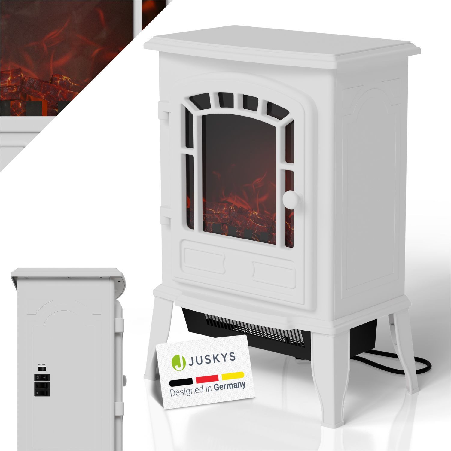 Juskys Elektrokamin, Flammeneffekt, zwei Heizstufen, Sicherheitsabschaltung günstig online kaufen