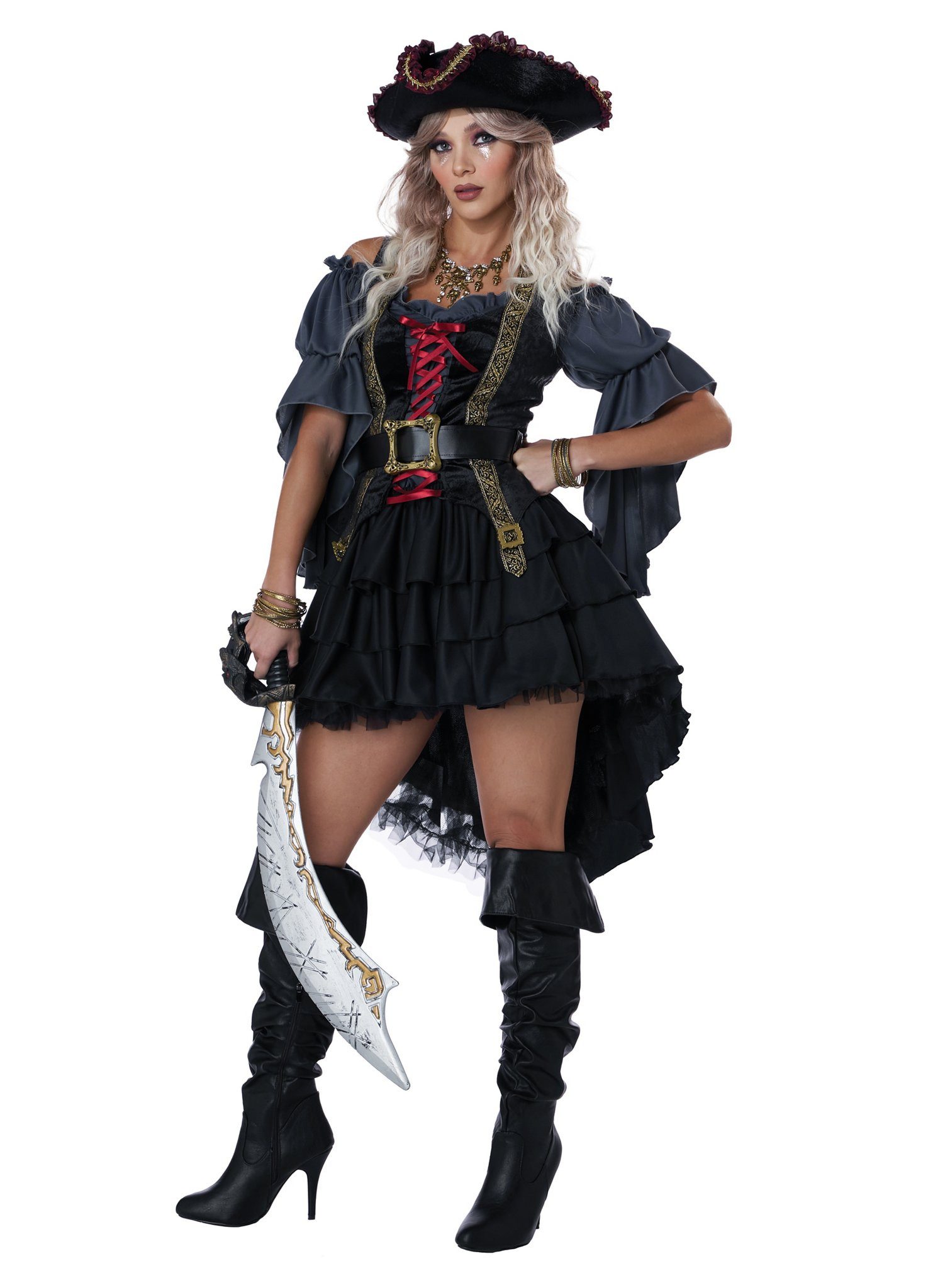 Metamorph Piraten-Kostüm Blackbird Piratin Karneval Faschingskostüm Damen, Prächtiges Piratenkostüm für Damen