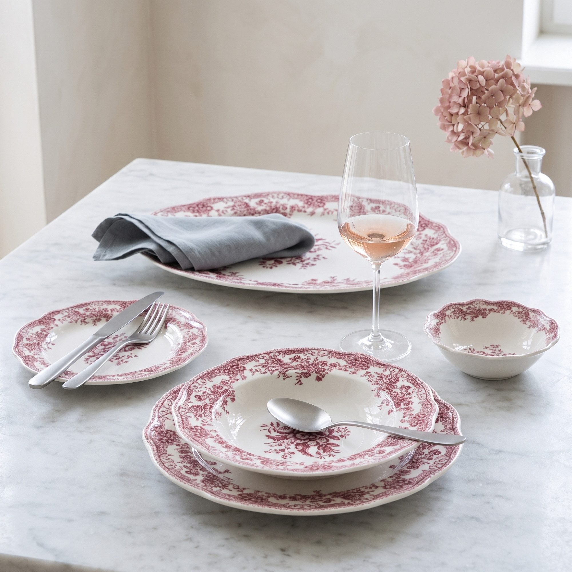 Bricard Geschirr-Set Kombiservice »Vintage Flora«, Porzellan mit edlem braunem Dekor, 6 Personen, 25 tlg.