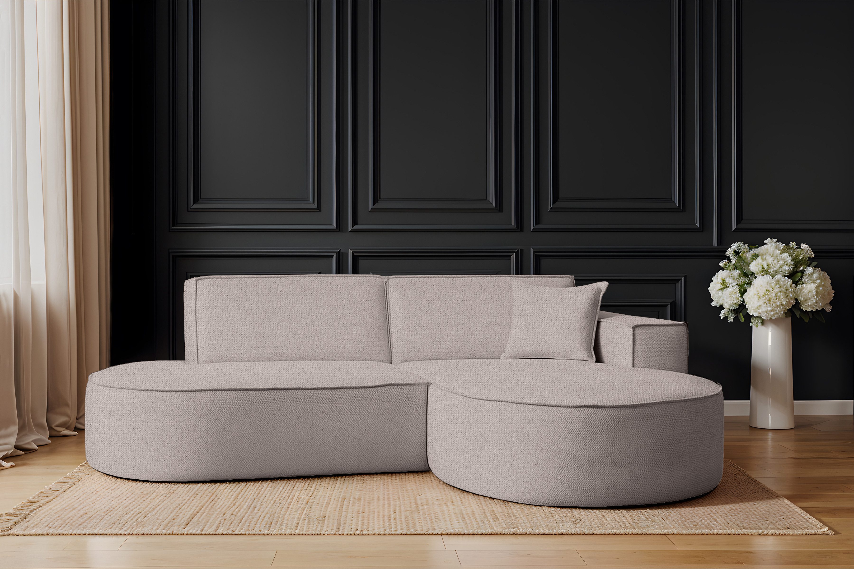 Kaiser Möbel Ecksofa Designer MODENA STUDIO stoff Artico, Einzelsofa, Minimalistisches Design mit abgerundeten Linien