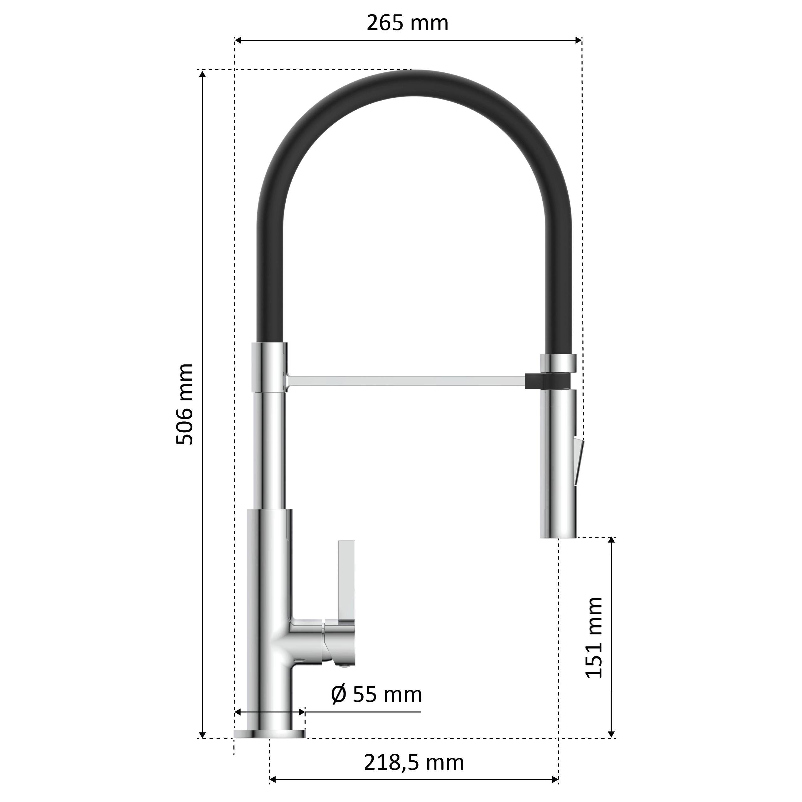 instmaier Küchenarmatur K4, Spültischarmatur mit 2 Auslauf, Chrom Strahlarten hohem flexible Handbrause