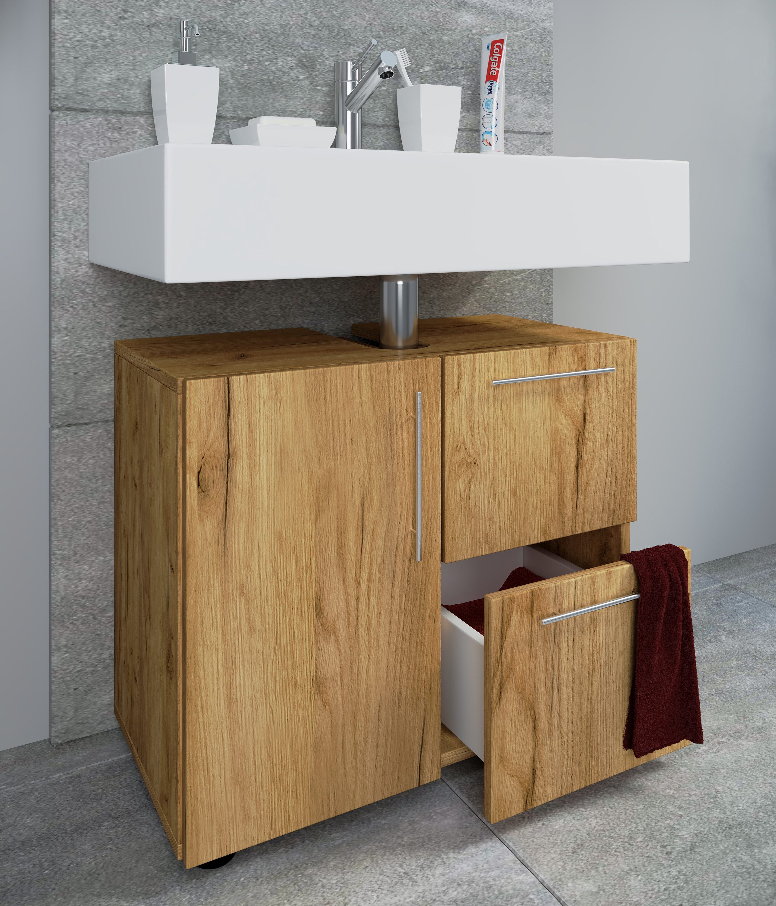VCM Waschbeckenunterschrank Holz Badmöbel Badunterschrank Flandu günstig online kaufen