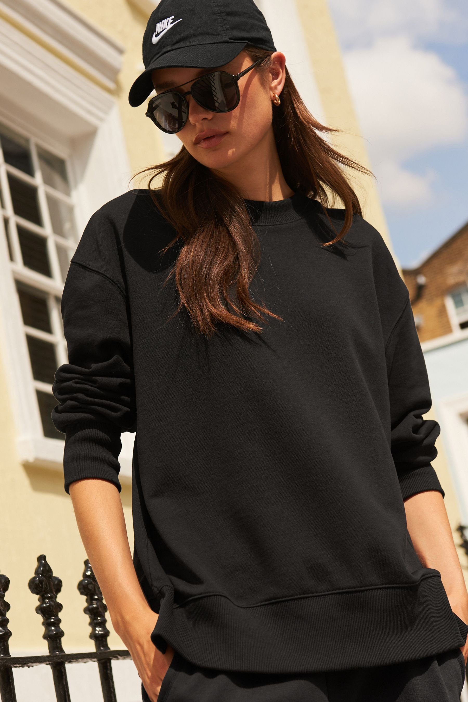 Next Longsweatshirt Angerautes Relaxed Fit Oversized-Sweatshirt (1-tlg)