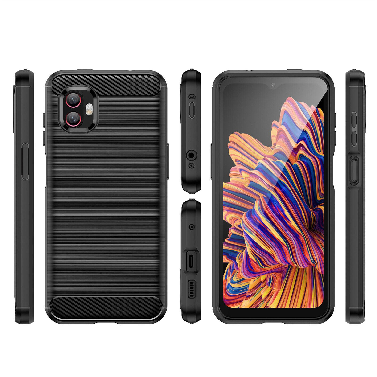 betterfon Handyhülle Carbon Hülle für Samsung Galaxy XCover 6 Pro Backcover TPU Schwarz, Carbon-Look – stoßfestes Case mit Air-Cushion & Metall-Optik