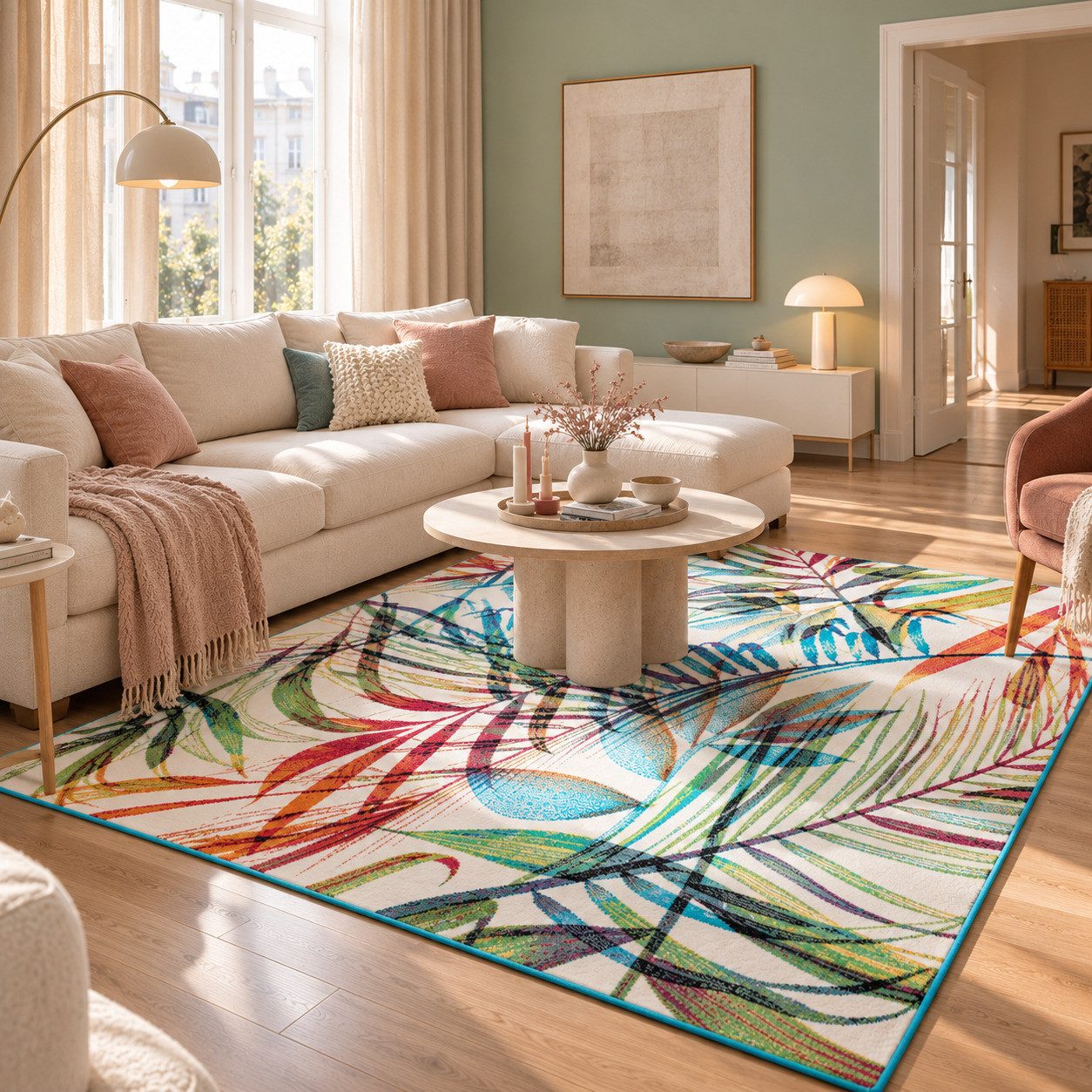 Pergamon Designteppich Designer Teppich Faro Tropical Bunte Zweige, Rechteckig, Höhe: 11 mm