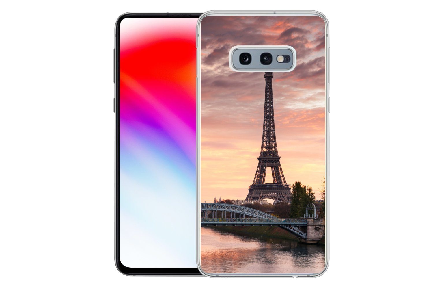 MuchoWow Handyhülle für Samsung Galaxy S10e Paris - Eiffelturm - Brücke, Phone Case, Silikon, Schutzhülle Dünn