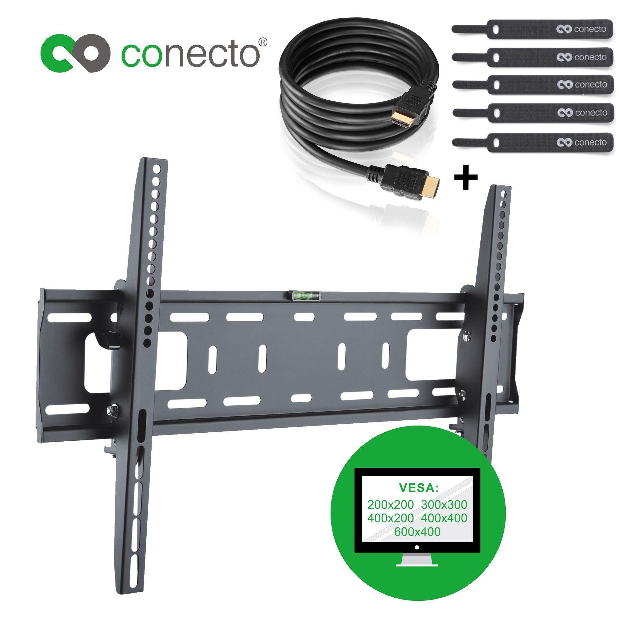 conecto TV Wandhalter für LCD LED Fernseher & Monitor TV-Wandhalterung, (bis 65 Zoll, neigbar)