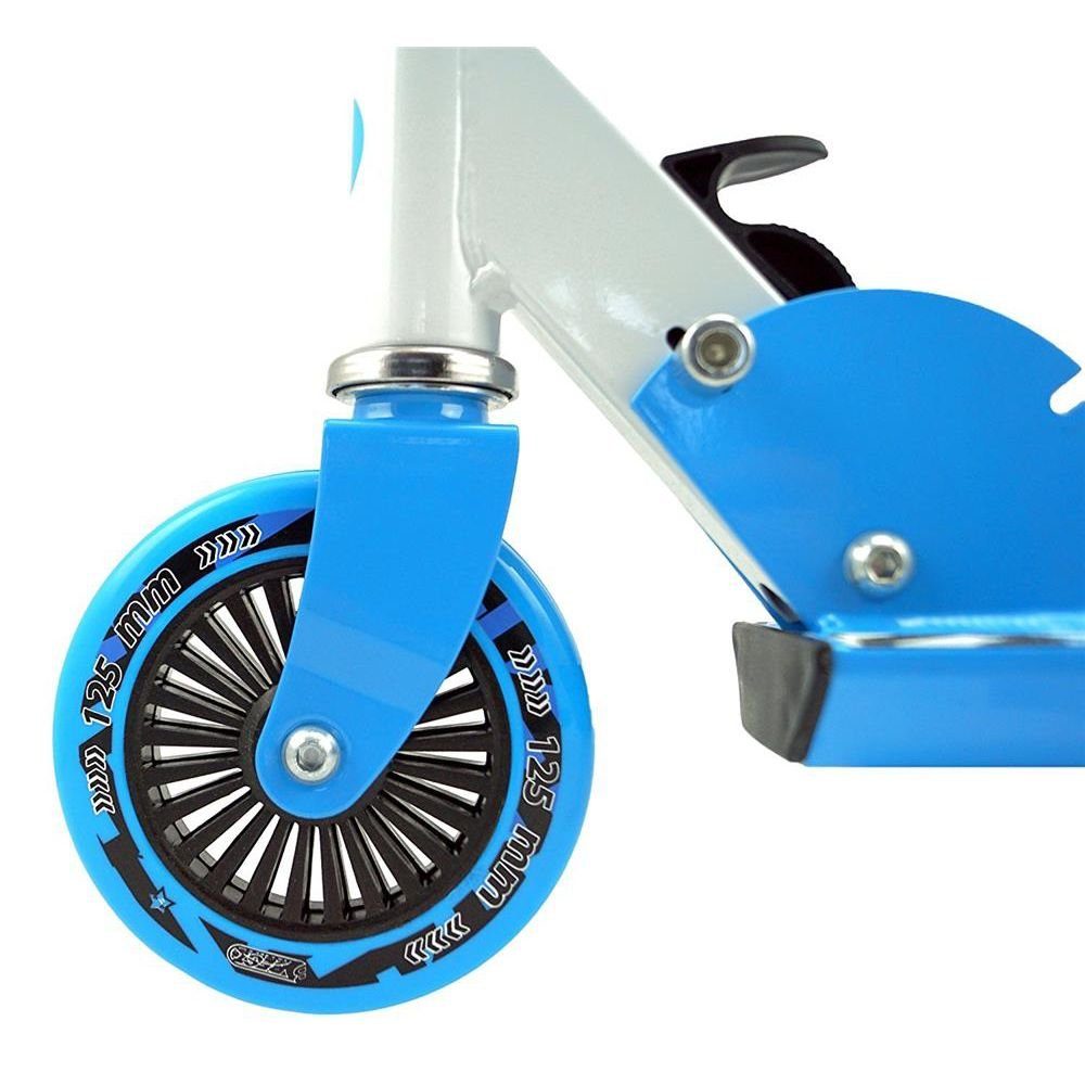 Best Sporting Cityroller Big Wheel 125, Kinder Roller, Tretroller, Aluminium, blau/weiß, 125 er, ABEC 5