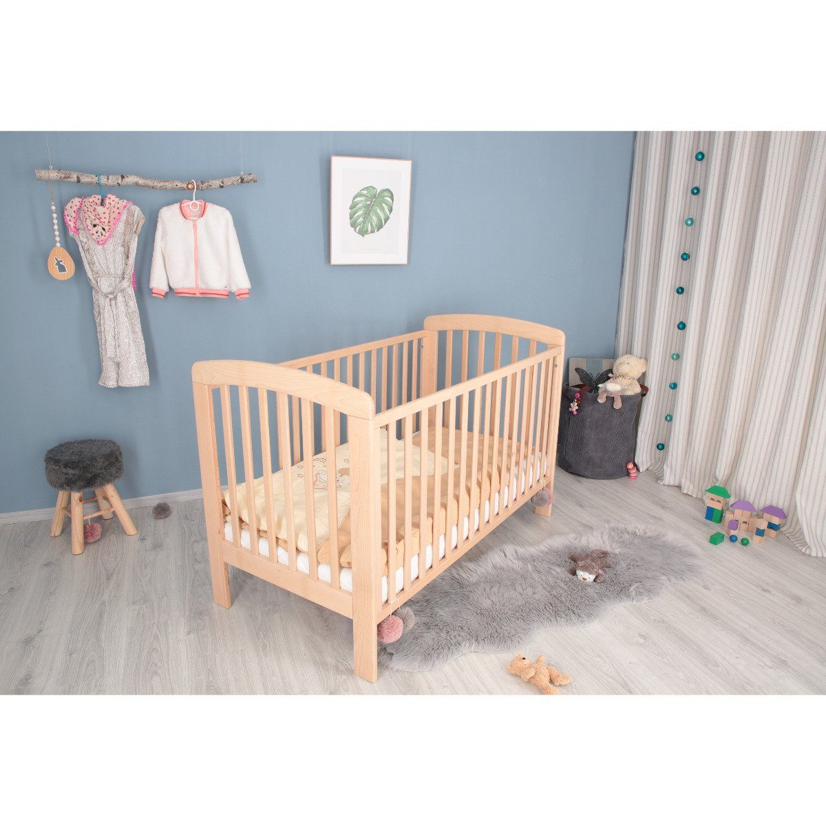 Stillerbursch Babybett Babybett aus Buche inklusive Matratze  höhenverstellbar 140x70 natur Farbe
