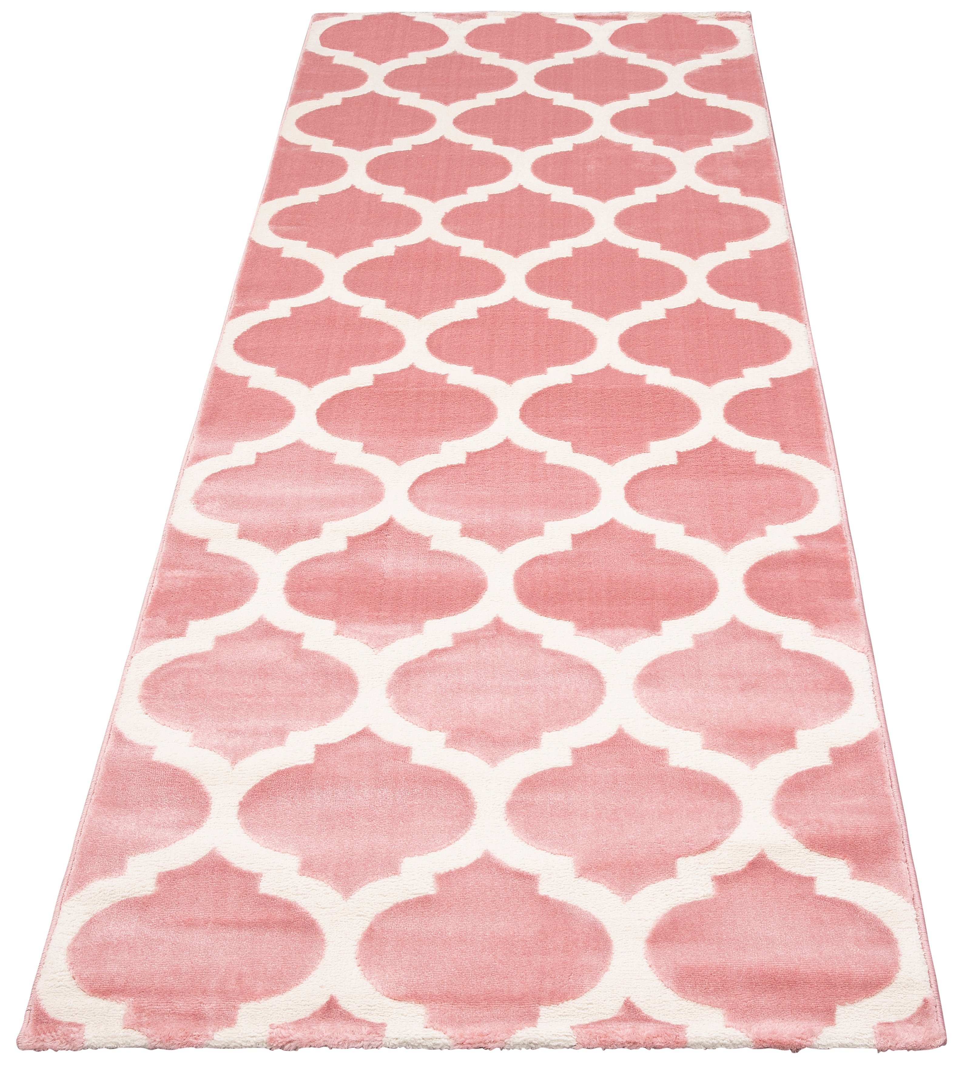 Läufer Fenris, Home affaire, rechteckig, Höhe: 12 mm, mit handgearbeitetem Konturenschnitt, 3D-Design rosa