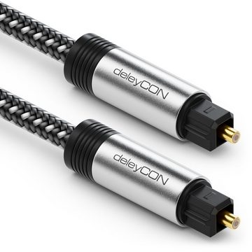 deleyCON deleyCON Toslink Kabel 3m Optisches Digital Audio Kabel Metallstecker Optisches-Kabel