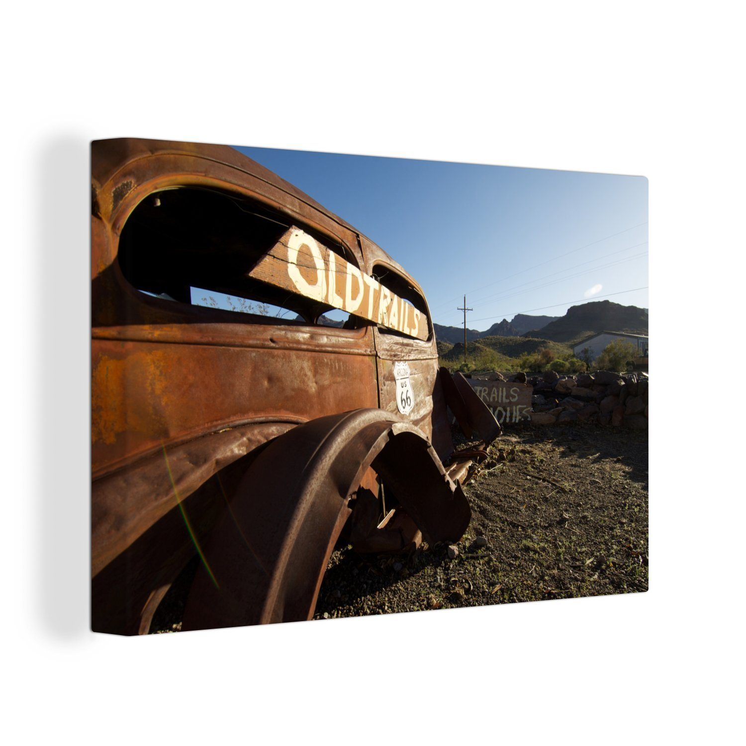 OneMillionCanvasses® Leinwandbild Autowrack der Wanddeko, Route St), (1 Leinwandbilder, 66, Aufhängefertig, auf 30x20 Wandbild cm