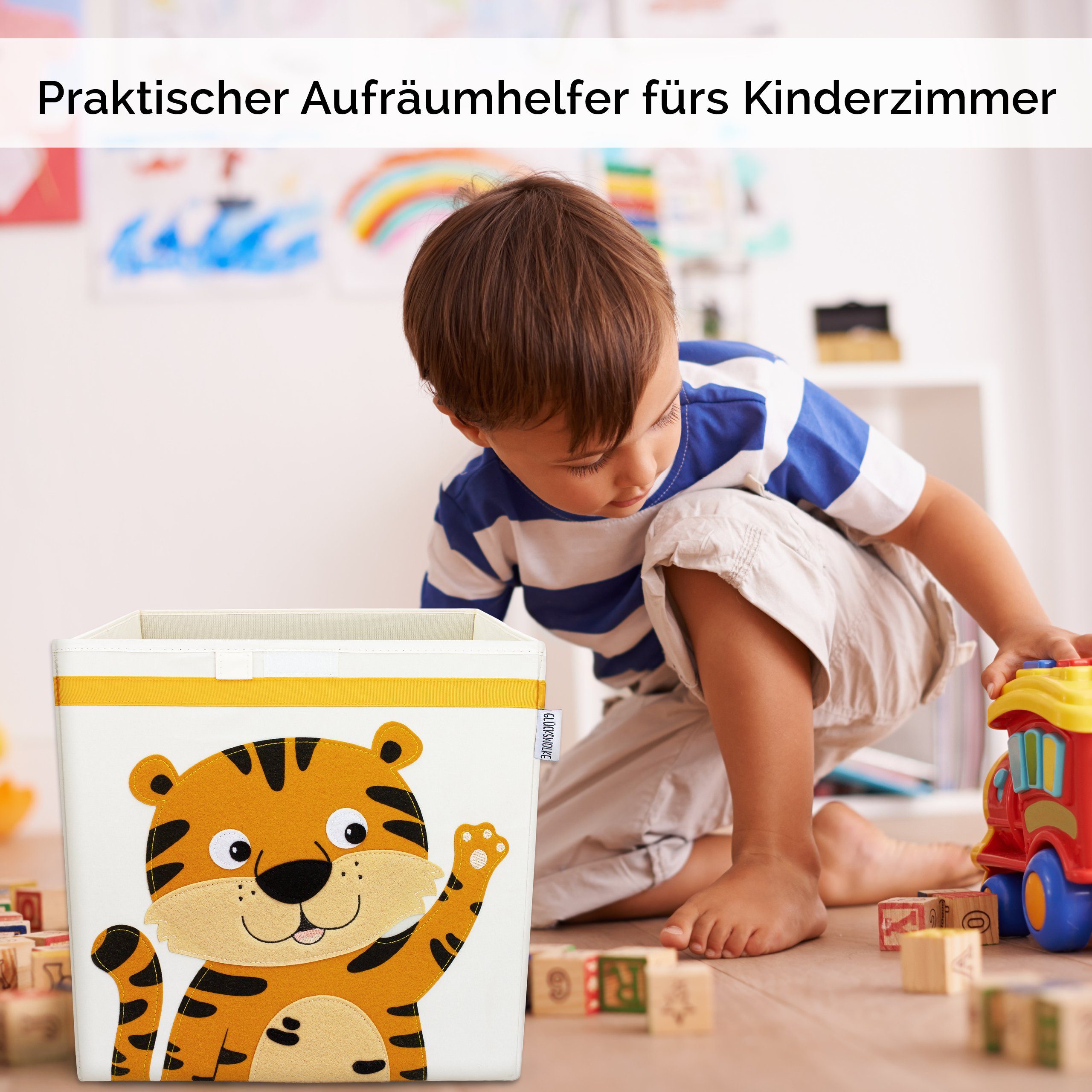 GLÜCKSWOLKE Aufbewahrungsbox Kinder - 15 Motive I Spielzeugkiste mit Deckel für Kinderzimmer (Größe 33x33x33), Boxen zur Aufbewahrung im Kallax Regal I Kiste fü – Bild 5 von 5