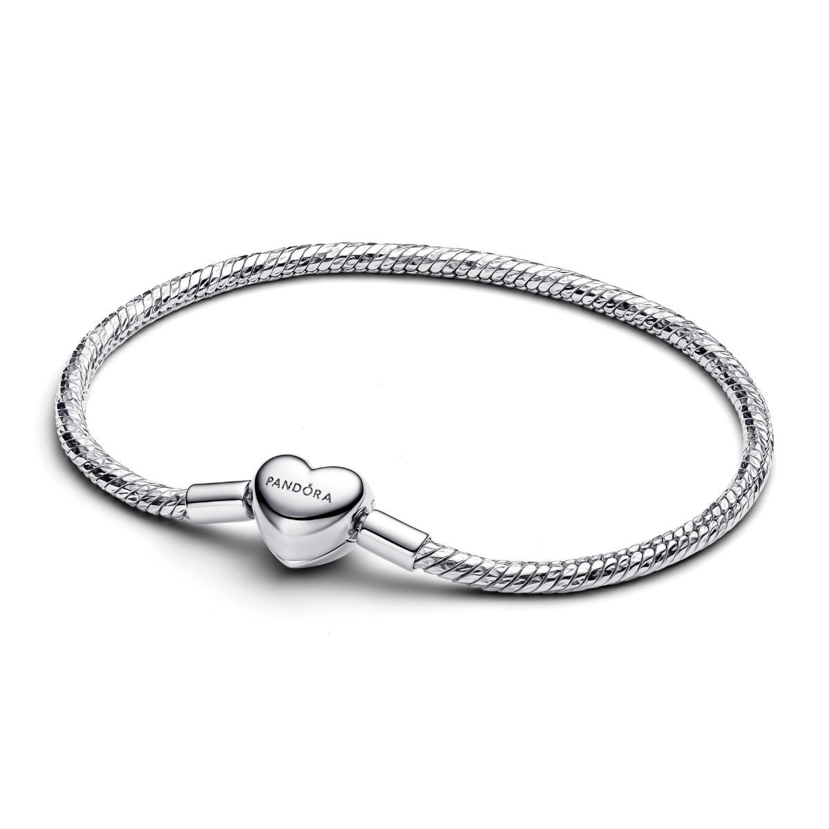 Pandora Armband Pandora Schlangen-Gliederarmband Facette Herzverschluss Silber 594236C