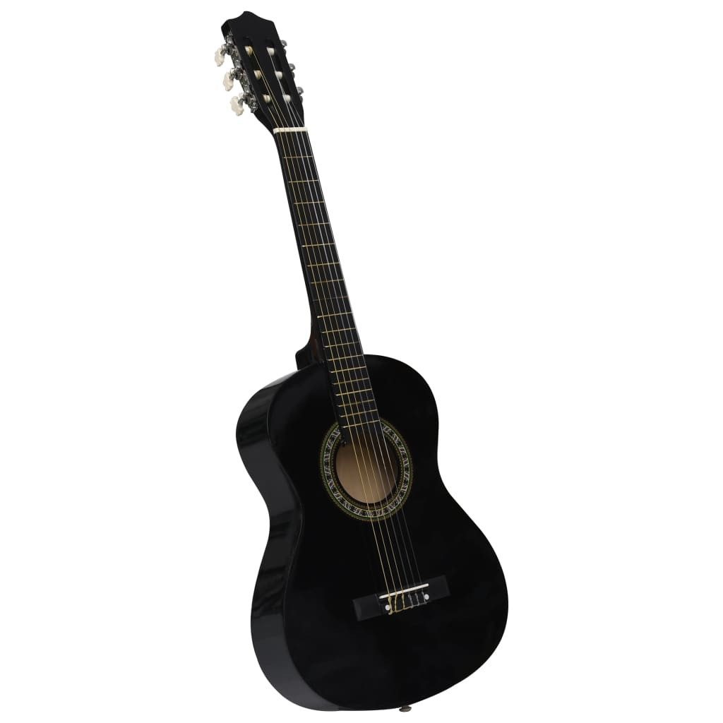 vidaXL Westerngitarre 8-tlg. Klassikgitarren-Set für Anfänger Schwarz 1/2 34"