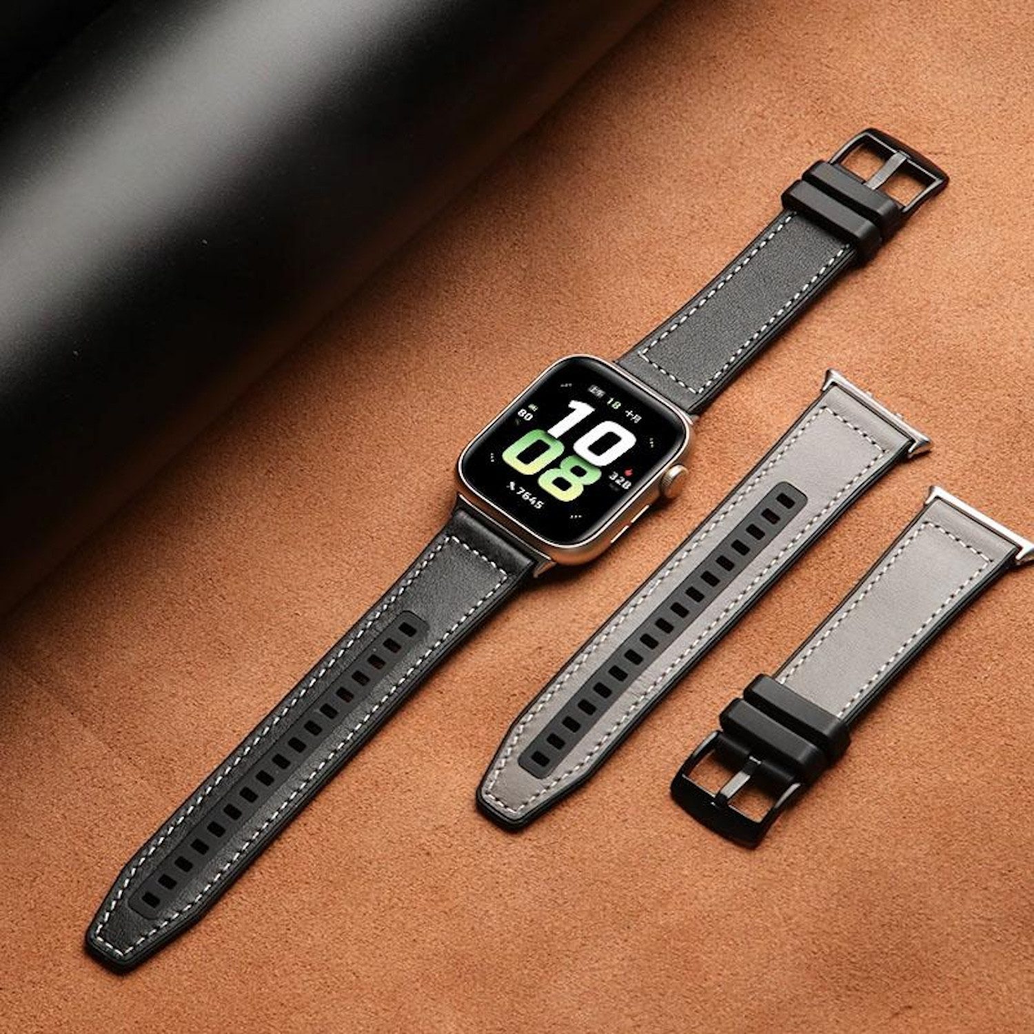 Wigento Smartwatch-Armband Für Honor Watch 5 Hochwertiges Leder Hybrid Silikon Arm Band Rosa, Hybrid-Material, verstellbar, stilvoll