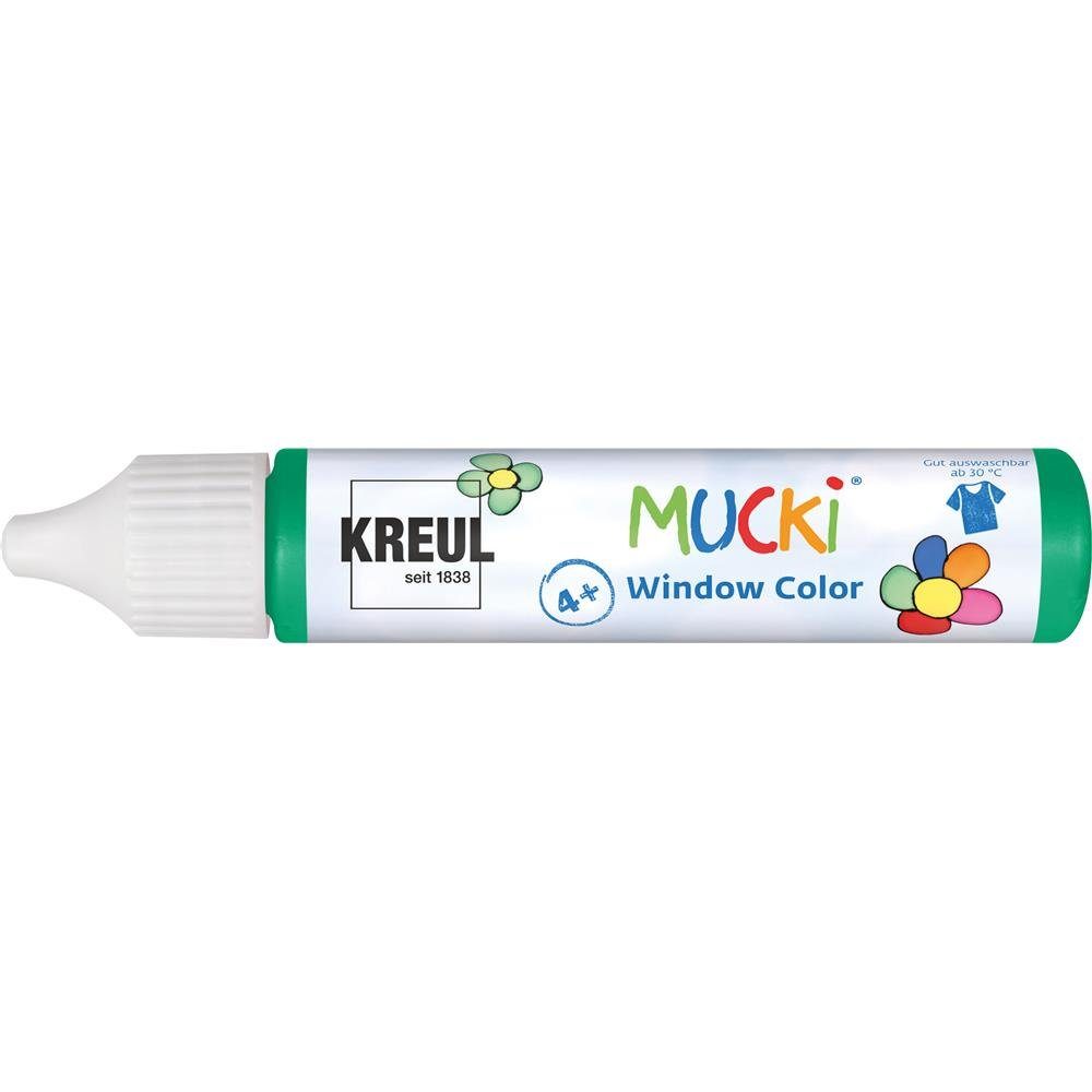 Kreul Fenstersticker MUCKI Window Color Dunkelgrün 29ml, Fenstermalfarbe auf Wasserbasis auswaschbar