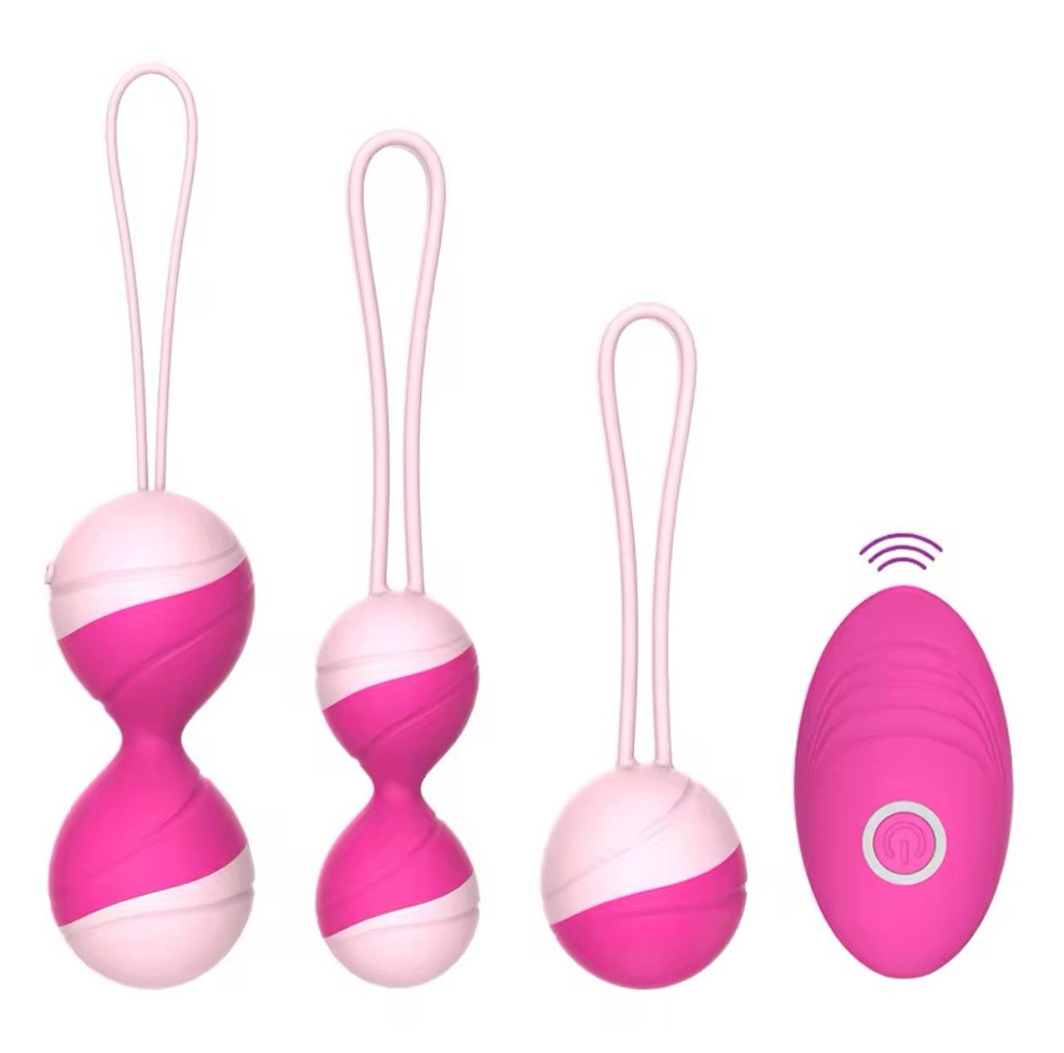 denu-shop Beckenbodentrainer Beckenboden 3er Set Beckenbodenkugel Damen Silikon, Set, 3-tlg., 2 Beckenbodenkugel und 1 Beckenbodenkugel mit Vibration, Kräftigung der Becken- und Unterleibsmuskulatur