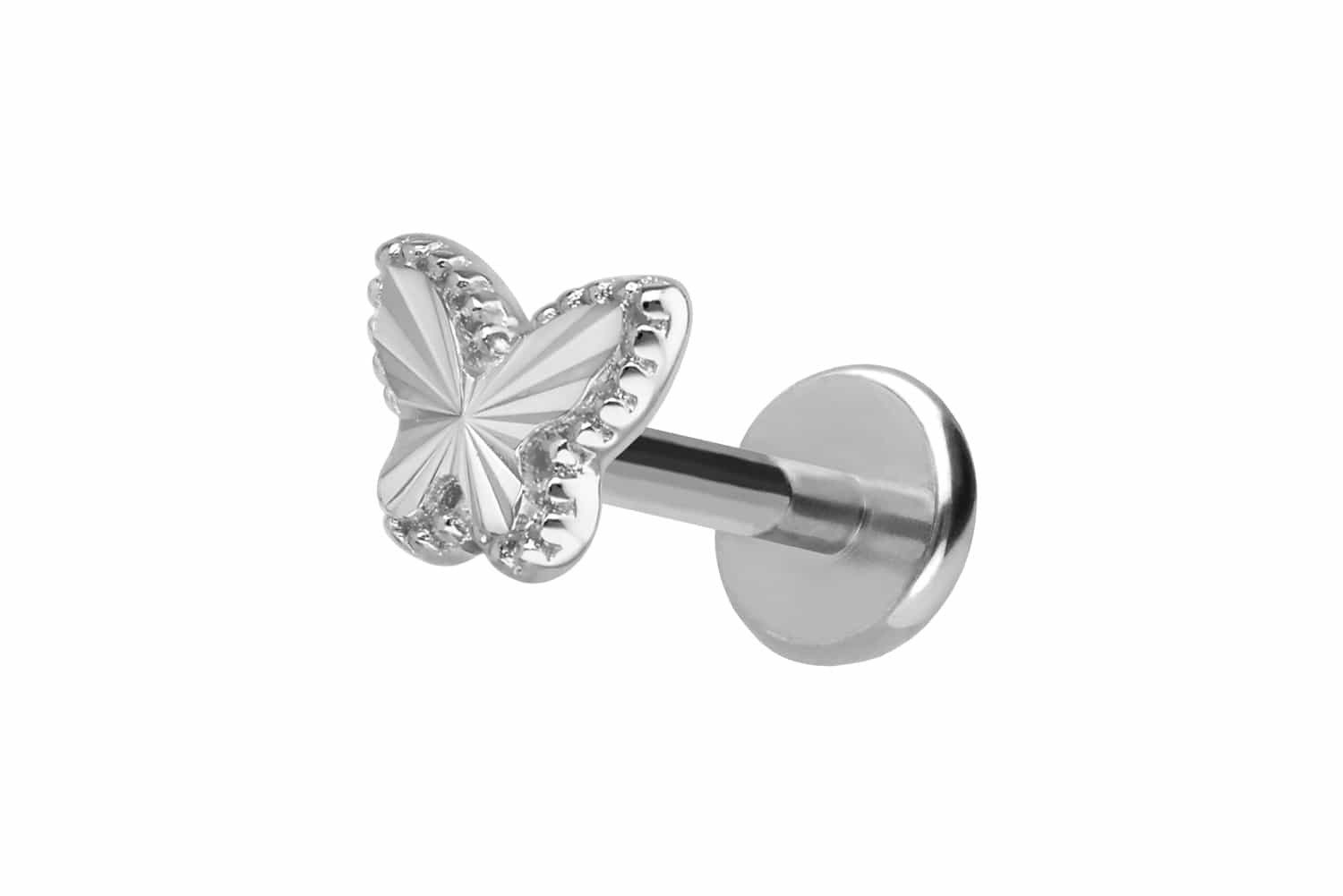 PIERCINGLINE Piercing-Set Titan Labret mit Innengewinde + 925er Silber Aufsatz SCHMETTERLING (Labrets, 1-tlg)