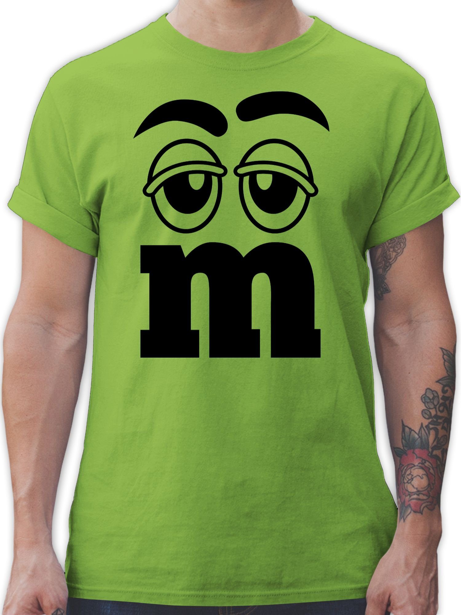Shirtracer T-Shirt M und M Figuren Aufdruck M&M Karneval & Fasching 03 Hellgrün