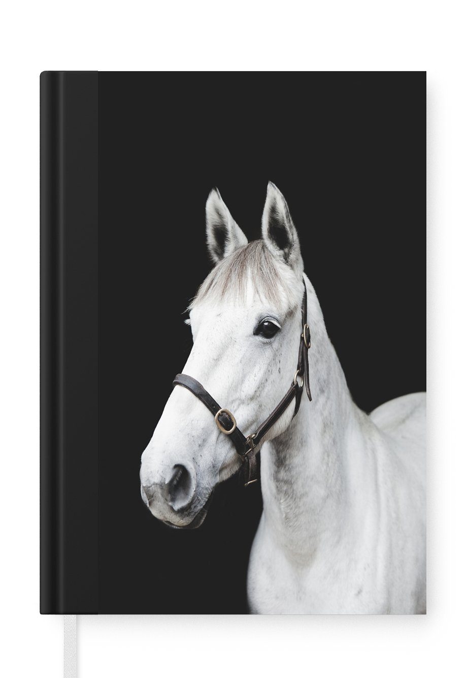 MuchoWow Notizbuch Pferd - Halfter - Weiß, Journal, Merkzettel, Tagebuch, Notizheft, A5, 98 Seiten, Haushaltsbuch