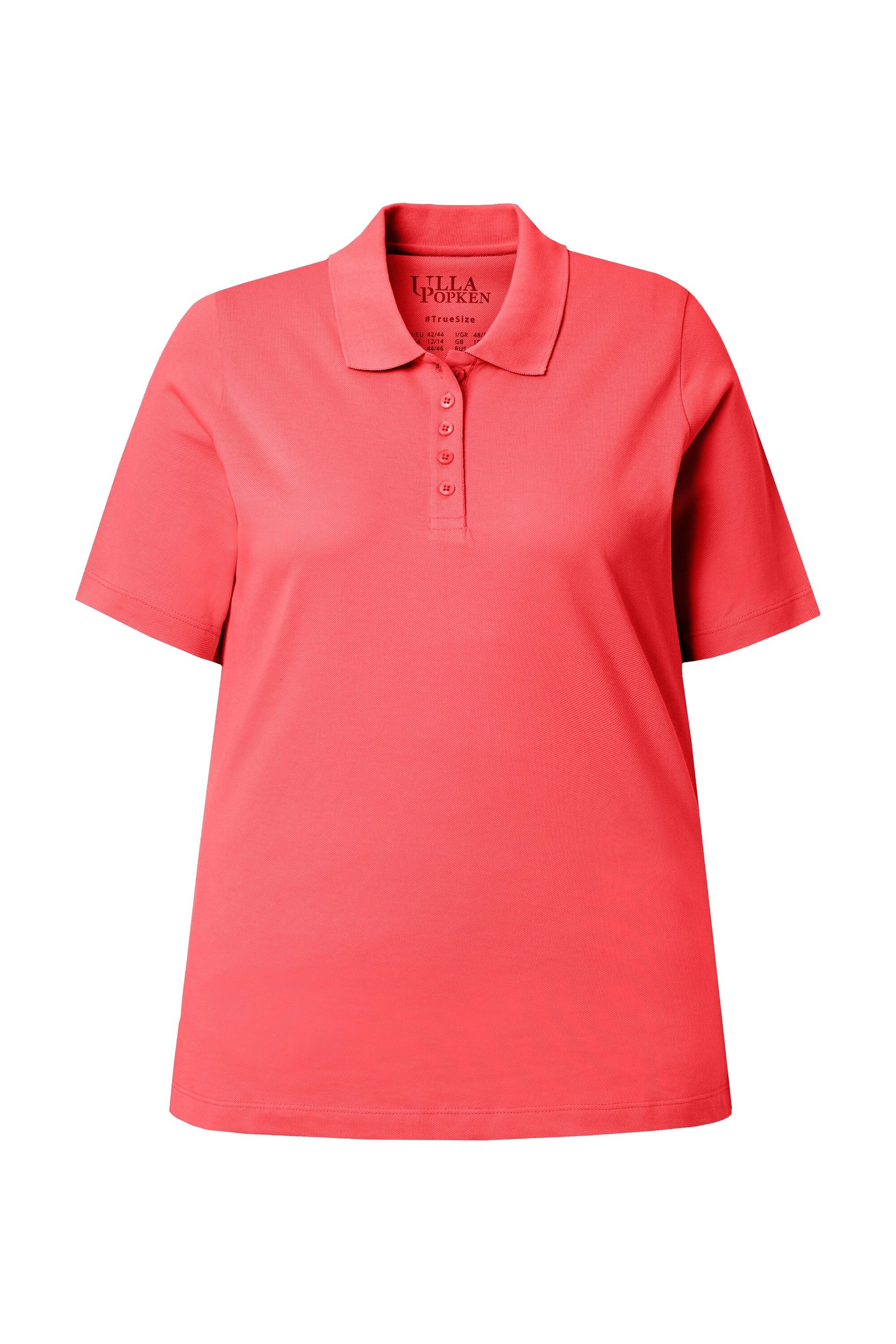 Ulla Popken Poloshirt Poloshirt längere Knopfleiste Polokragen Halbarm