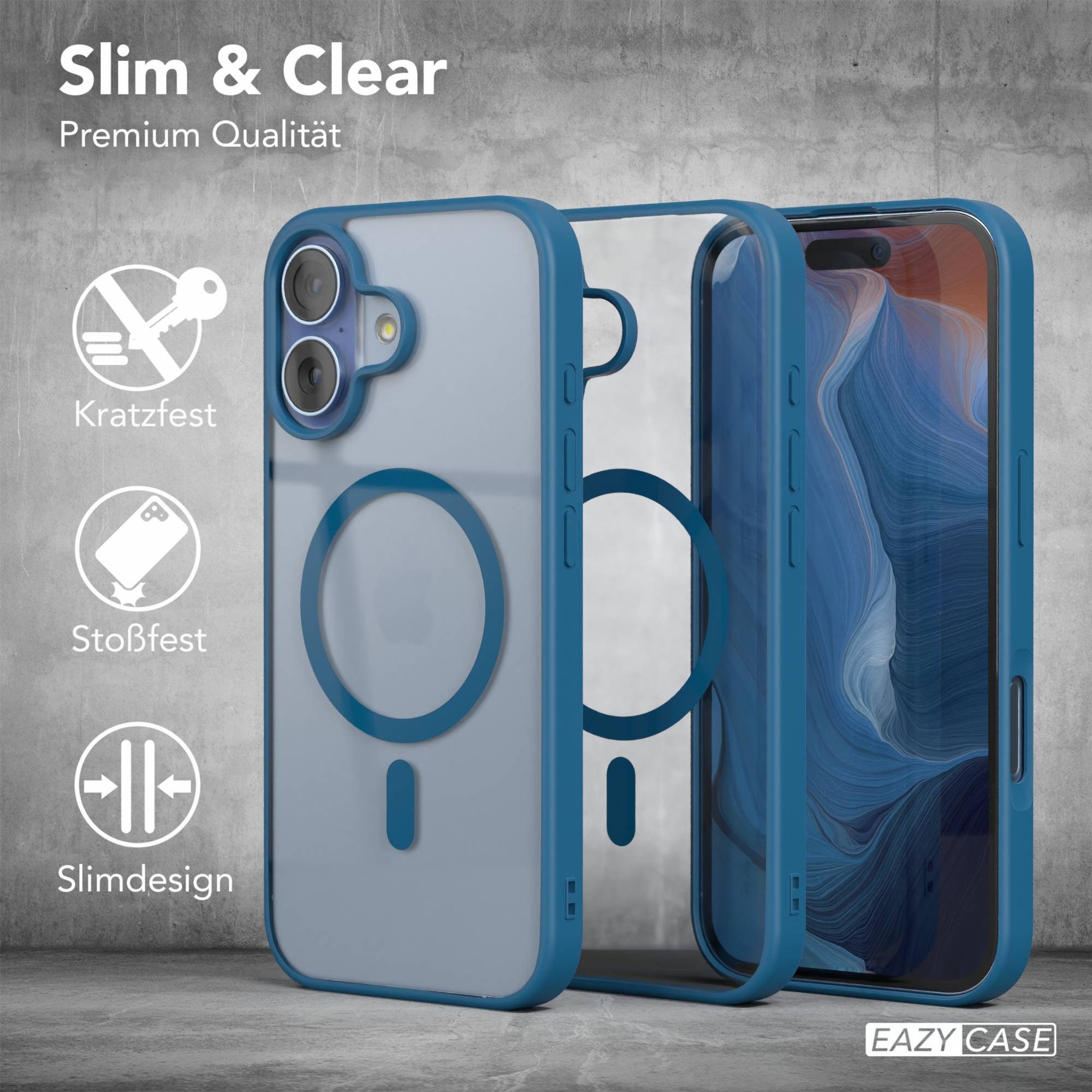 EAZY CASE Handyhülle Transparente Hülle mit MagSafe für iPhone 17 6,3 Zoll, Silikon Handyhülle, Schutzhülle mit Kameraschutz, Etui magnetisch Blau – Bild 5 von 5