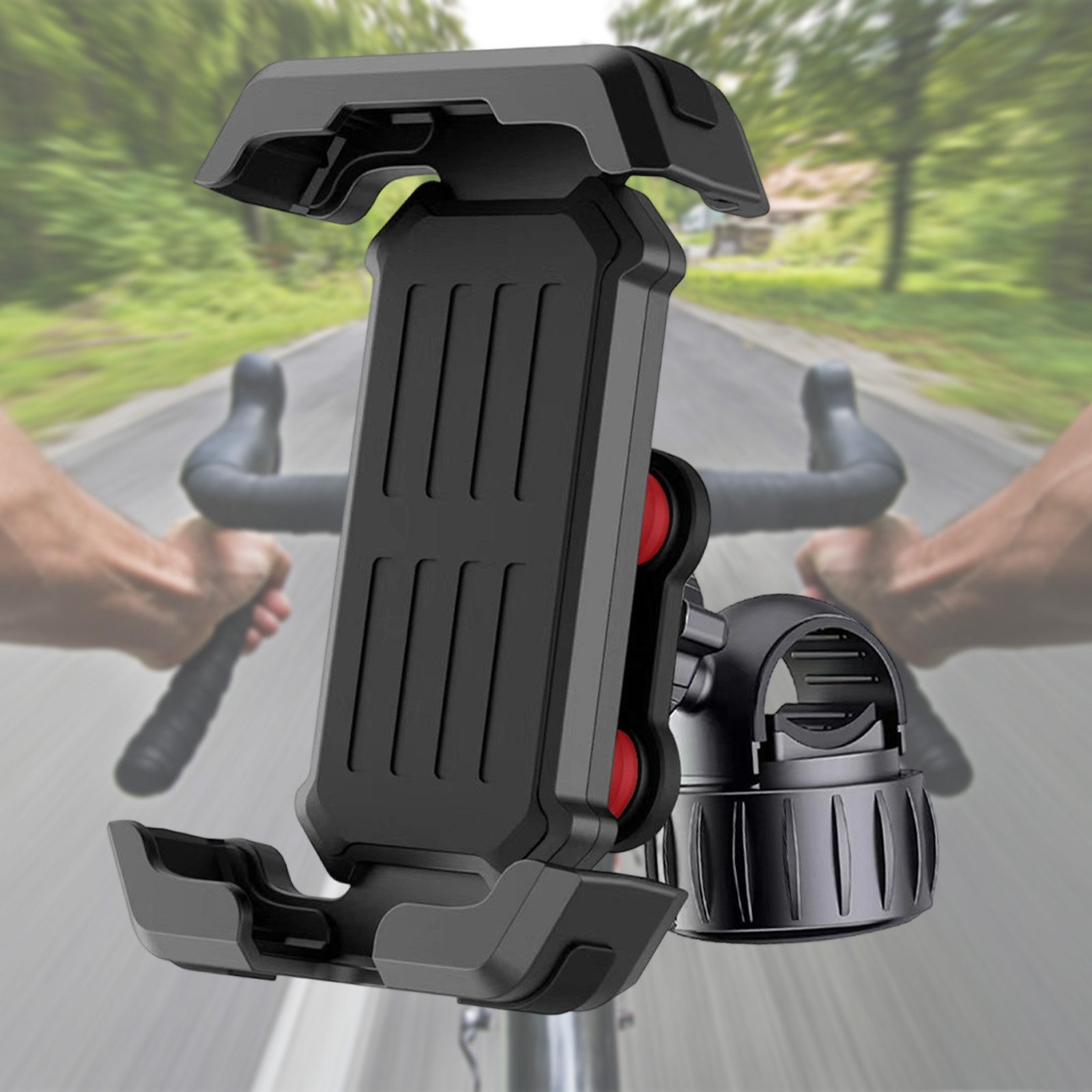 STILVORA Smartphone-Halterung 360° drehbar & verstellbar Handyhalterung für MTB / Rennrad / E-Bike, (bis 7 Zoll, Kompatibel mit Lenkern von 18–34 mm, 1-tlg., Einhandbedienung universell Kompatibel mit 4,7–7 Zoll Smartphones, stoßfest 360° drehbar für Fahrräder Roller E-Bikes Motorräder geeignet)