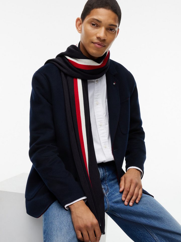 Tommy Hilfiger Strickschal TH RWB RASHELLE SCARF, aus Wollmix mit Global-Streifen