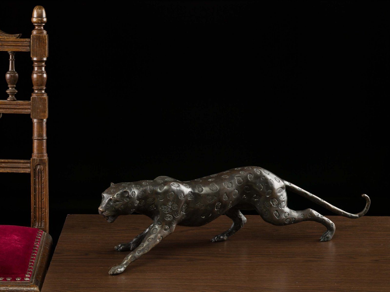Bronzeskulptur Puma Gepard Aubaho sculptur Skulptur Panther Bronze Figur Skulptur 62cm