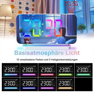 Welikera Projektionswecker Projektionswecker, 6-stufige Helligkeit RGB Snooze Funktion