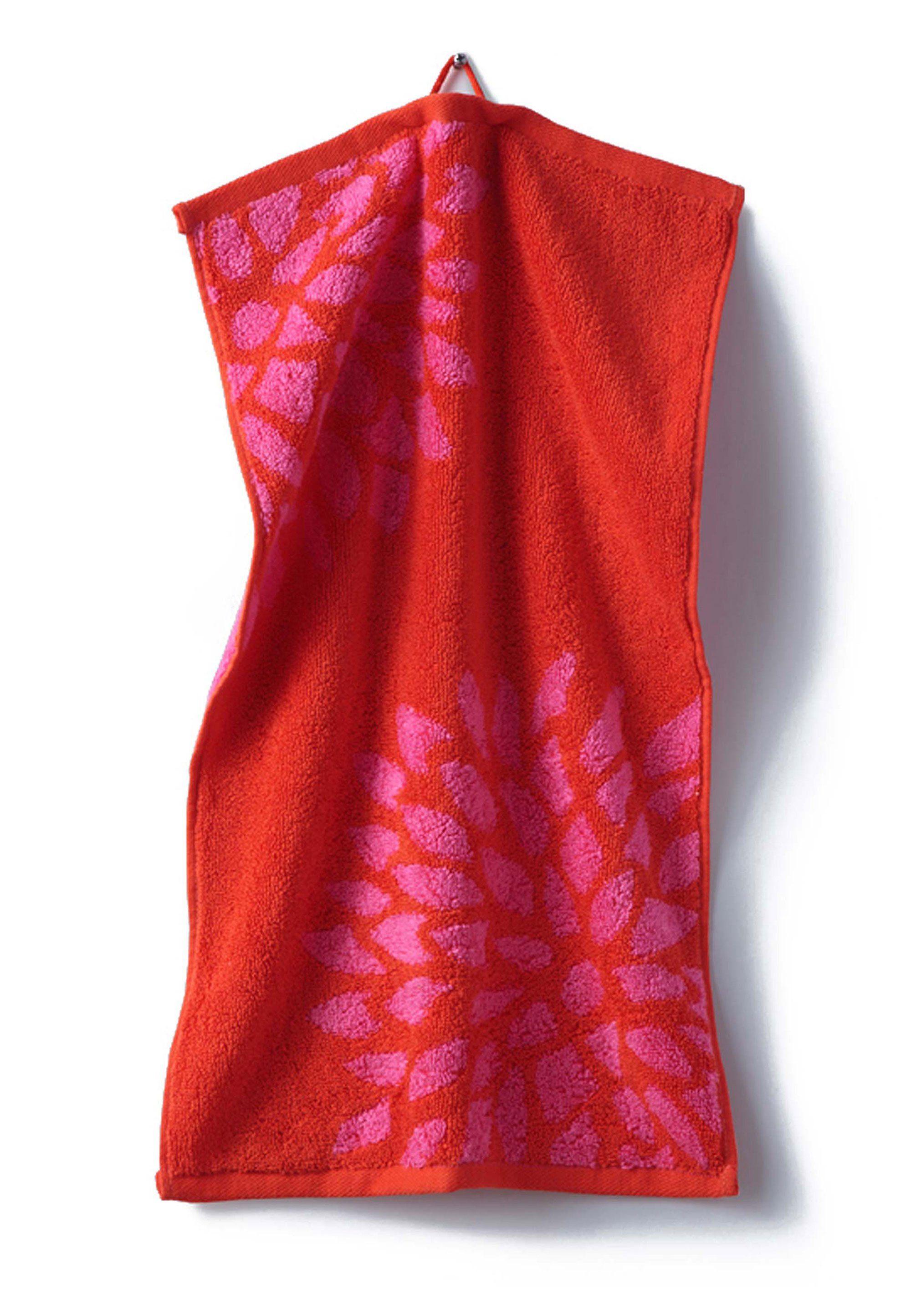 grace grand spa Handtuch Set rot, mit Dahlie, pink (3-tlg), Blumen-Print