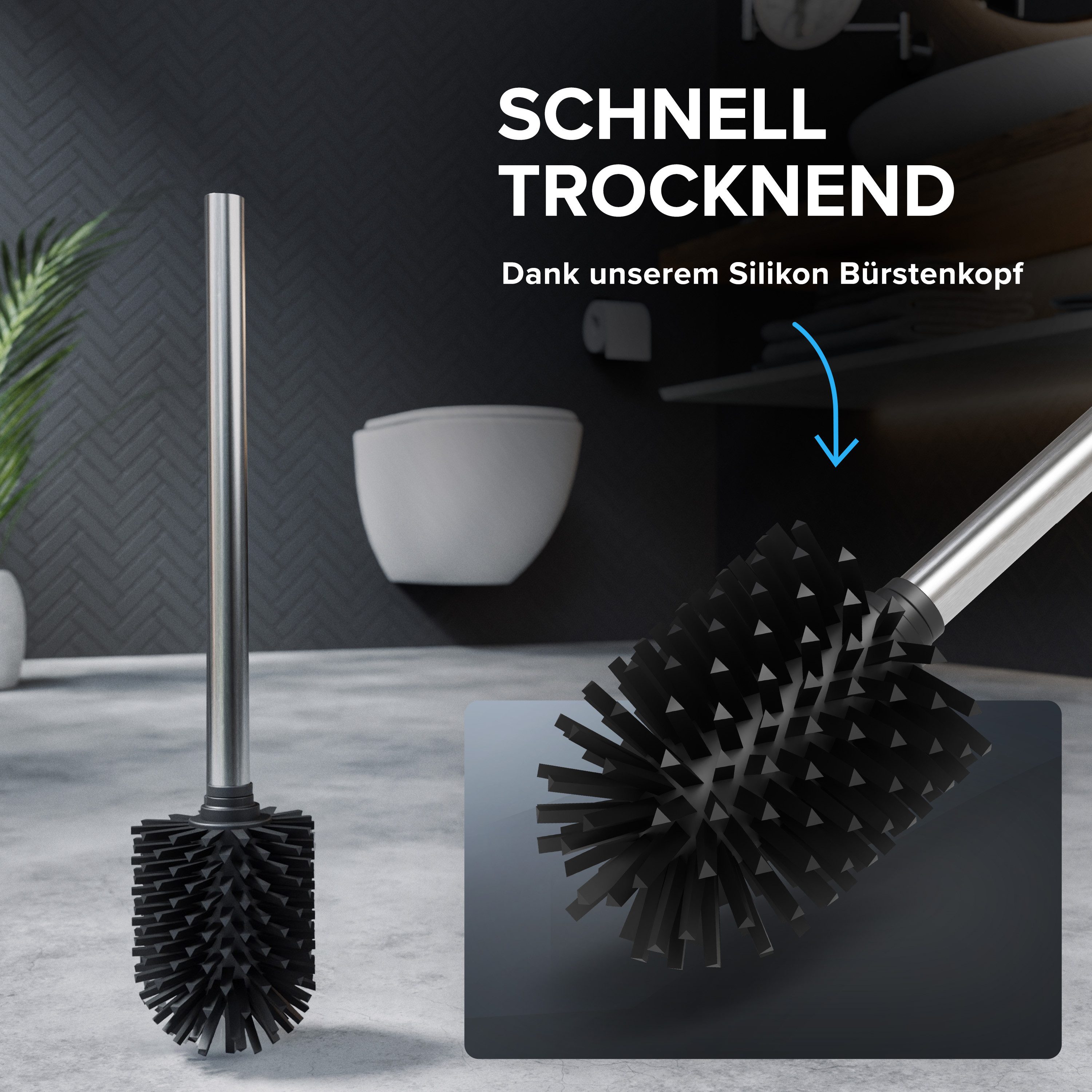 ovimar WC-Reinigungsbürste, (Packung, 2-tlg., 2), aus Edelstahl in Silber zur – Bild 5 von 5