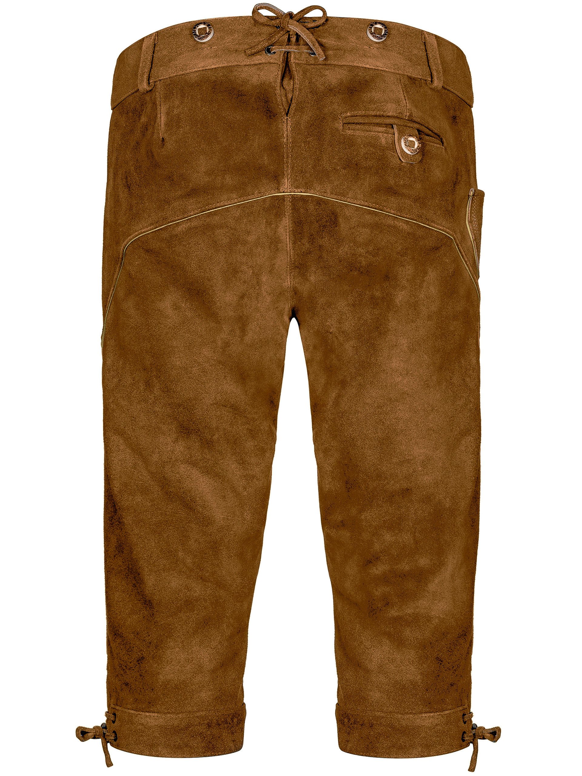 Almbock Trachtenlederhose Trachtenlederhose Herren Kniebund, Trachtenhose Lederhose mittelbraun (1-tlg) – Bild 3 von 5