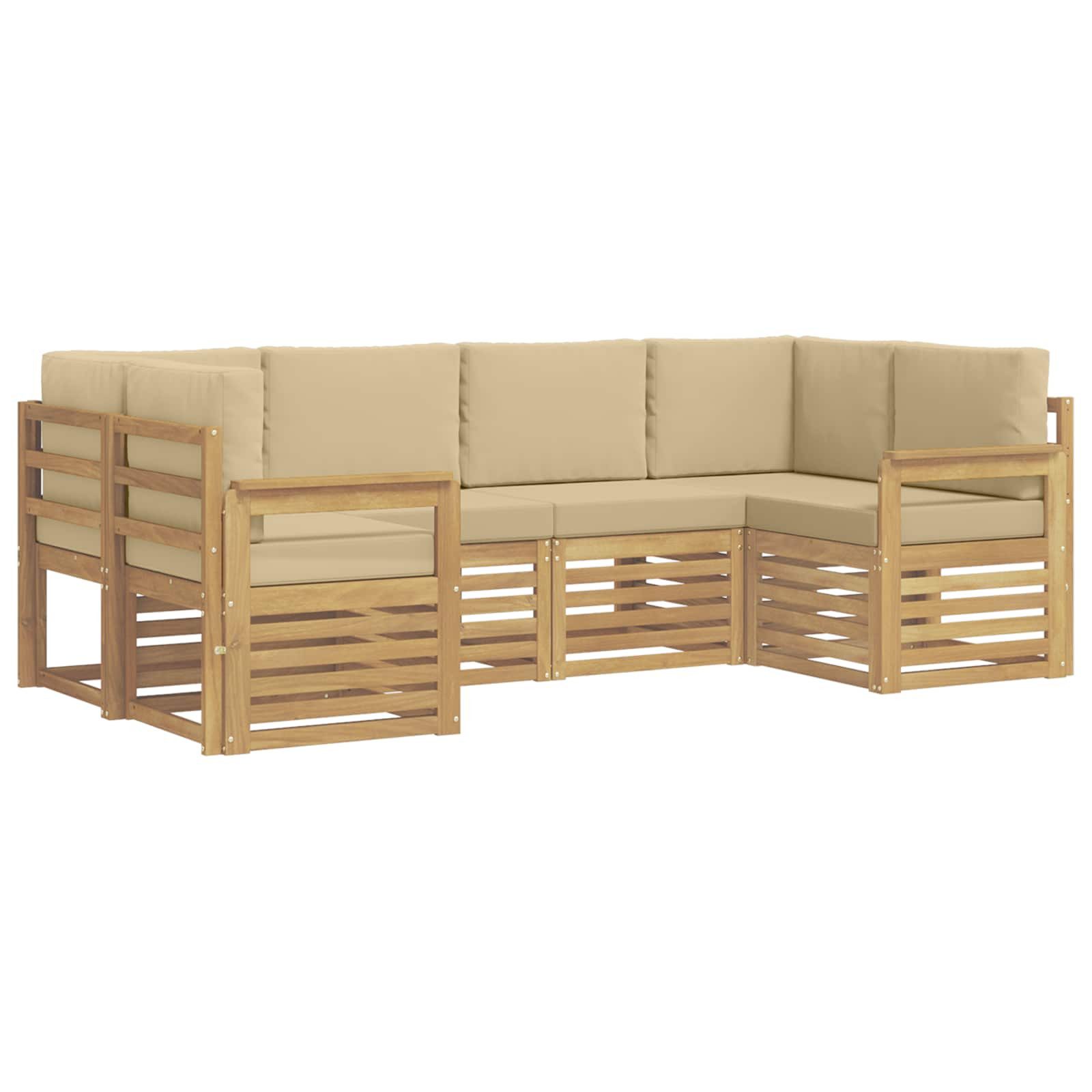 Gartenlounge-Set Outdoor-Sofagarnitur 5 pcs Weiß und Beige 245 x 128,5 x 73 cm