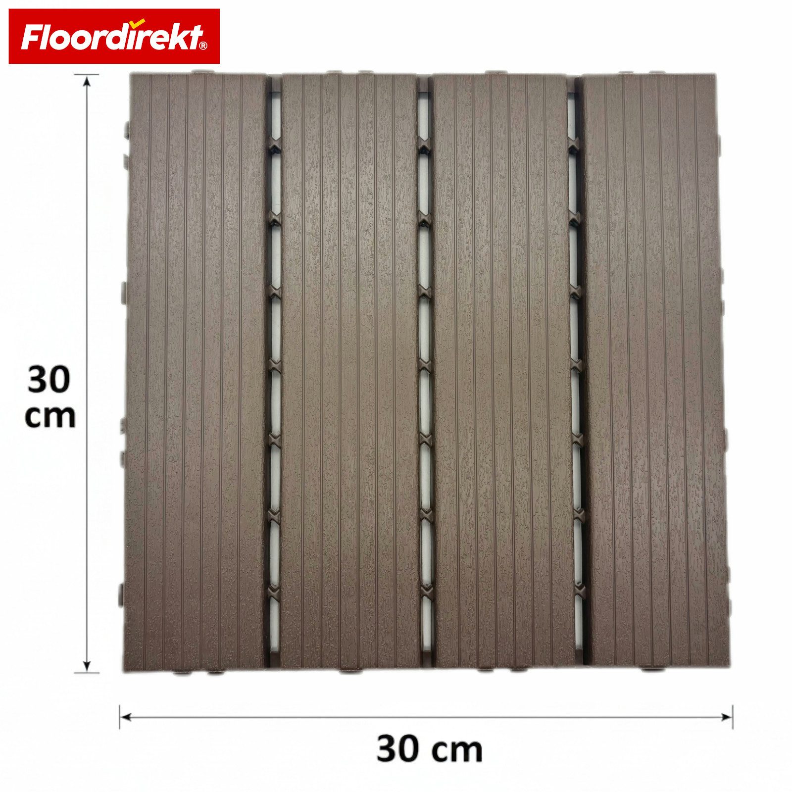 Floordirekt Terrassendielen Terrassenfliesen Klickfliesen Majestic, 30x30 cm Braun Holzdielenoptik, (1-St., braun), Leicht zu reinigen mit Besen oder Wasserschlauch