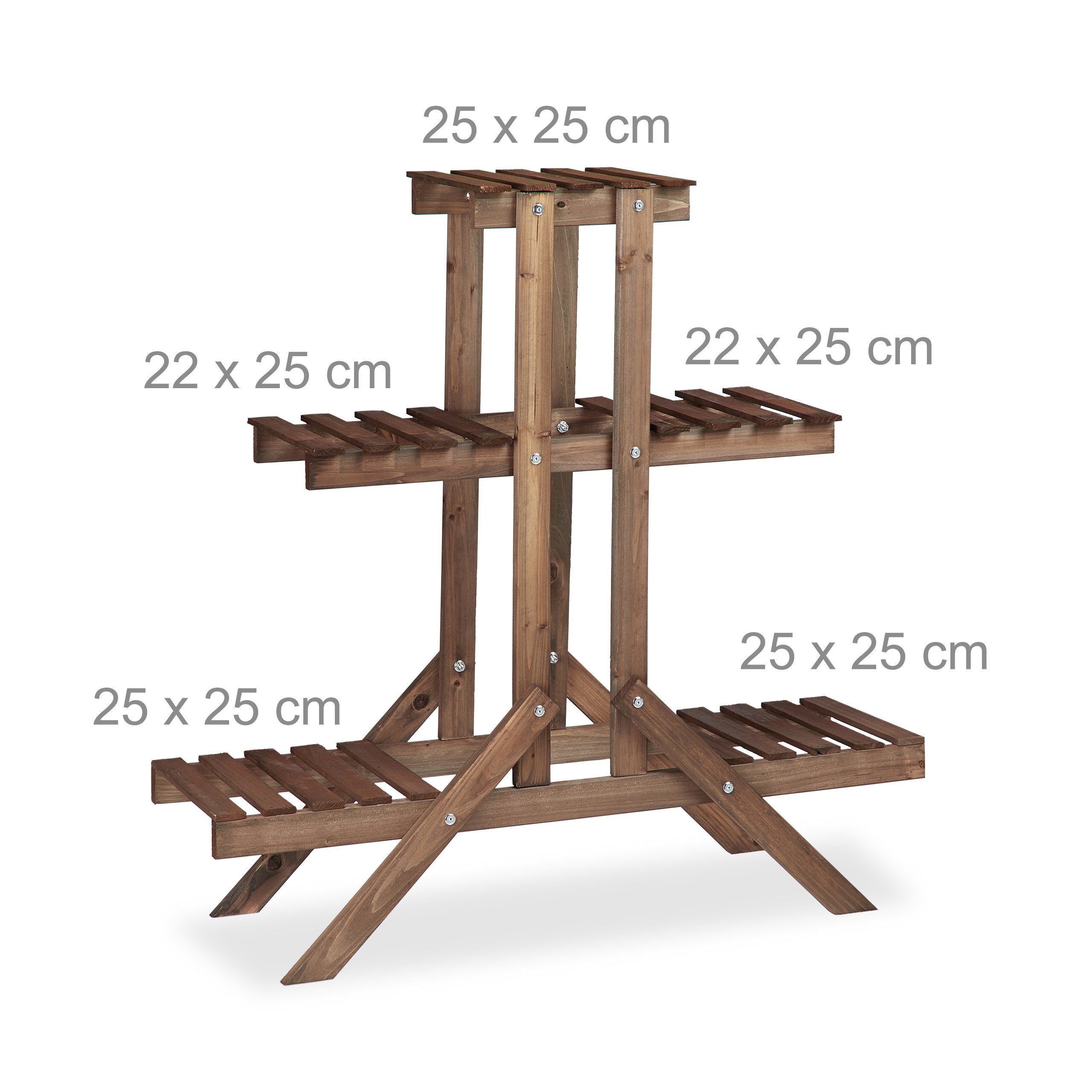 Ebenen, Blumenständer Dunkelbraun relaxdays Blumentreppe Schokobraun 3