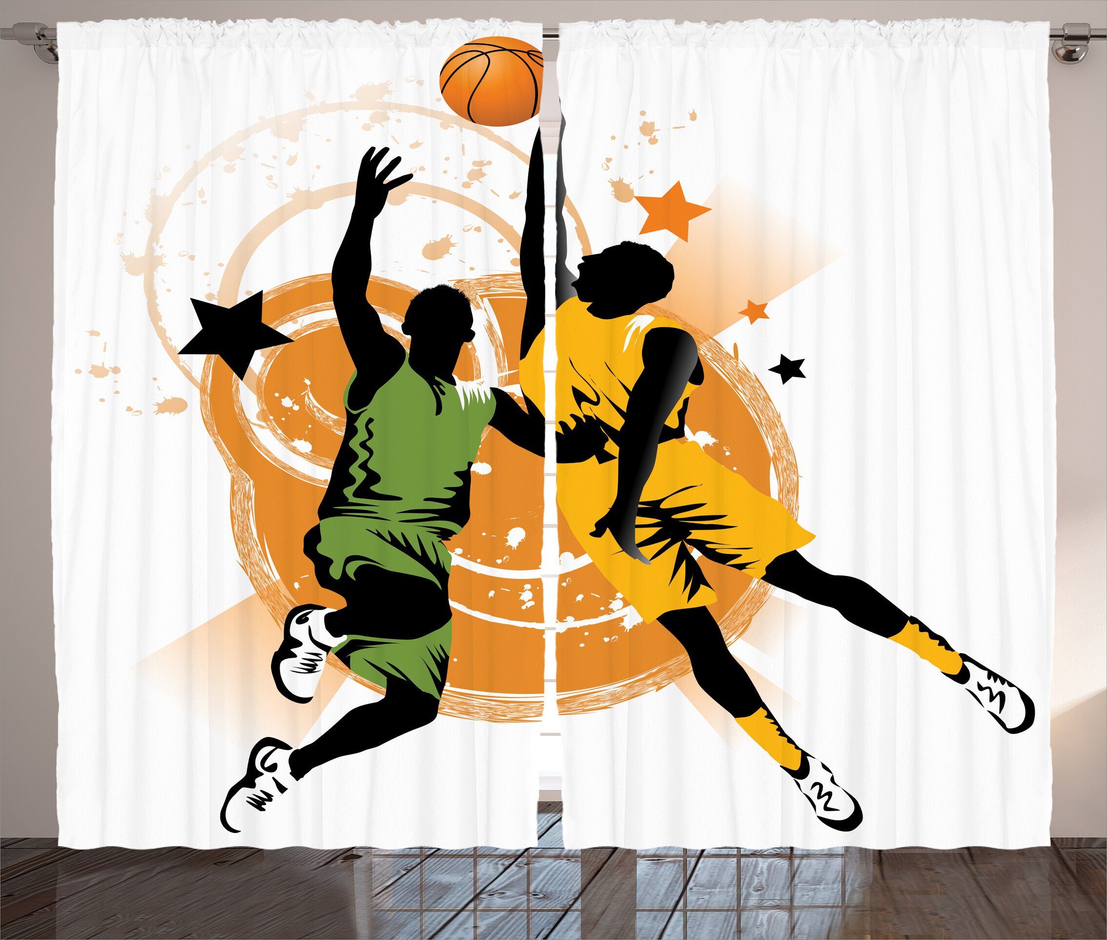 Gardine Schlafzimmer Kräuselband Vorhang Basketball-Spieler-Kunst mit und Abakuhaus, Haken, Schlaufen Karikatur