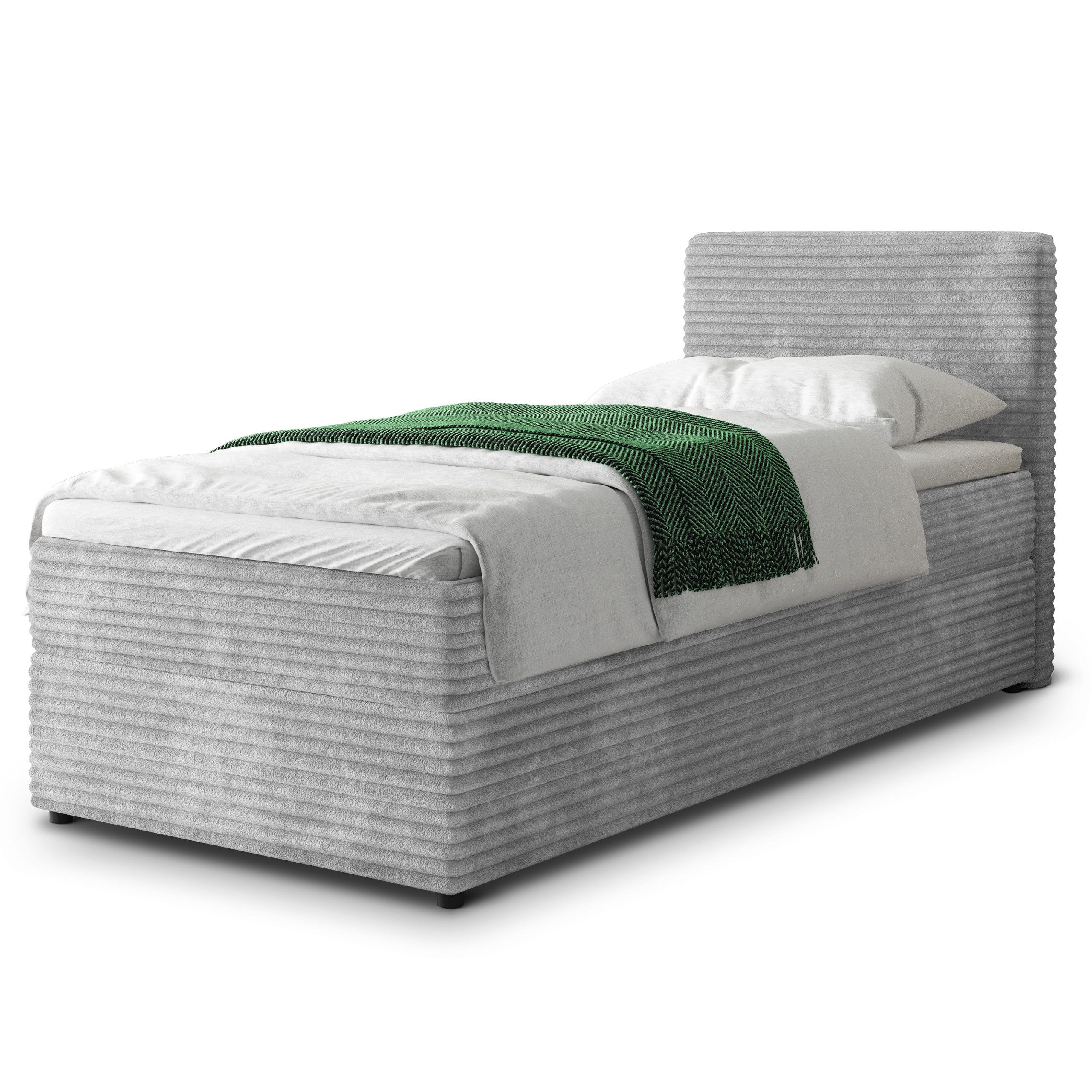 Masseno Boxbett PISA 80x200 cm mit Bonell Matratze und Topper, Einzelbett, Jugendbett, Polsterbett mit Kopfteil, Boxspringbett