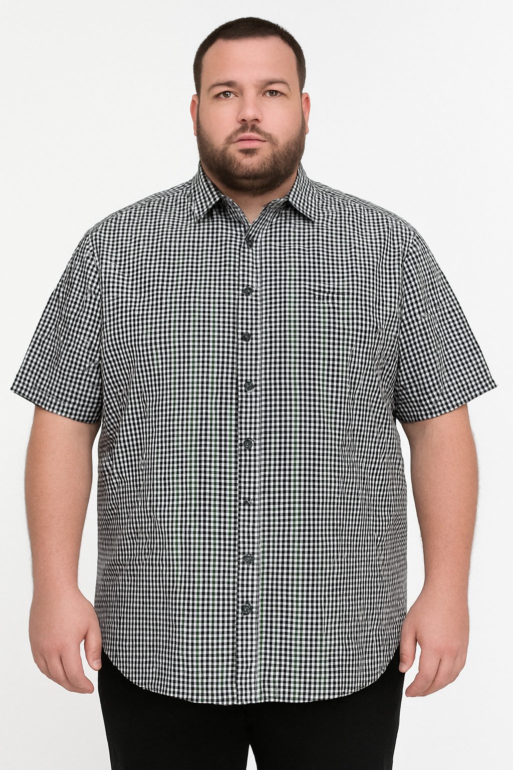 Megaman Jeans Kurzarmhemd Megaman Karo-Kurzarmhemd mit Kentkragen Große Größe