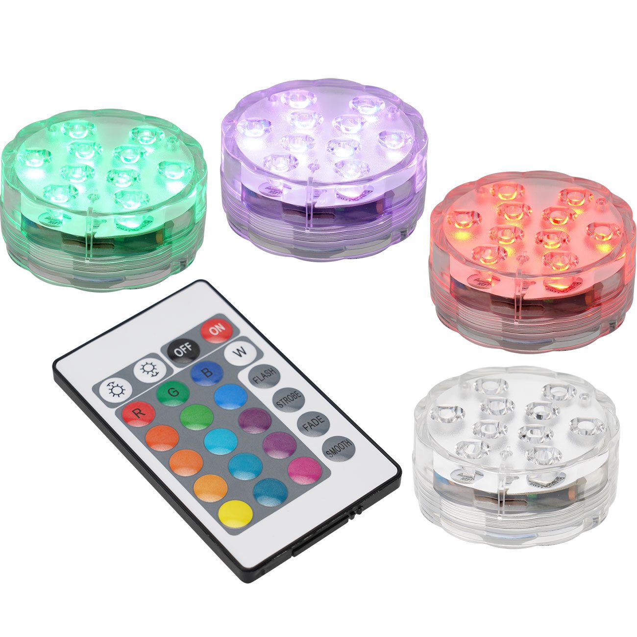Casativo LED Teichleuchte wasserdichte Dekorationslichter für Vasen und Pools, Fernbedienung, Multicolor-LED, 15 verschiedene Farben, für beeindruckende Lichteffekte unter Wasser