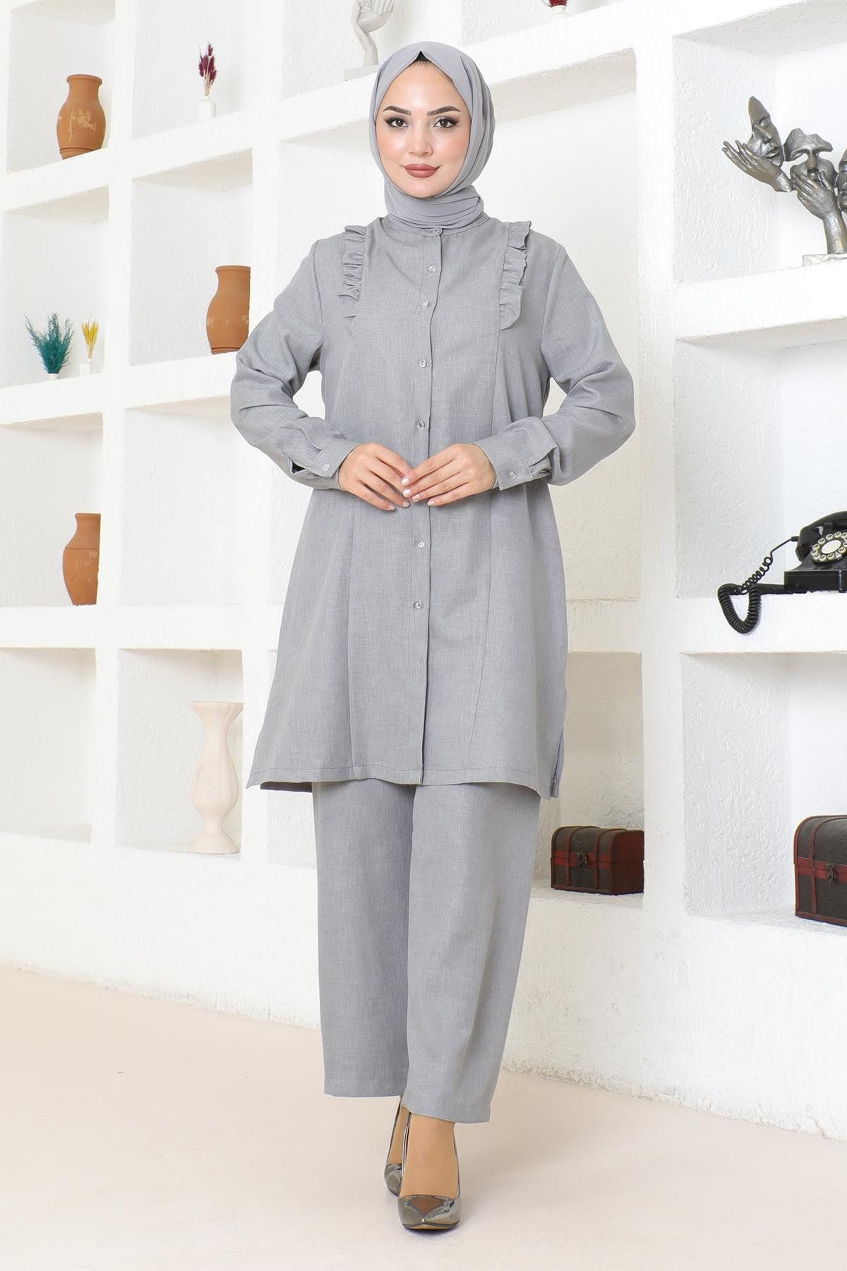 Boho Herbstkleid Damen - V-Ausschnitt Mit Blumenprint & Seitentaschen