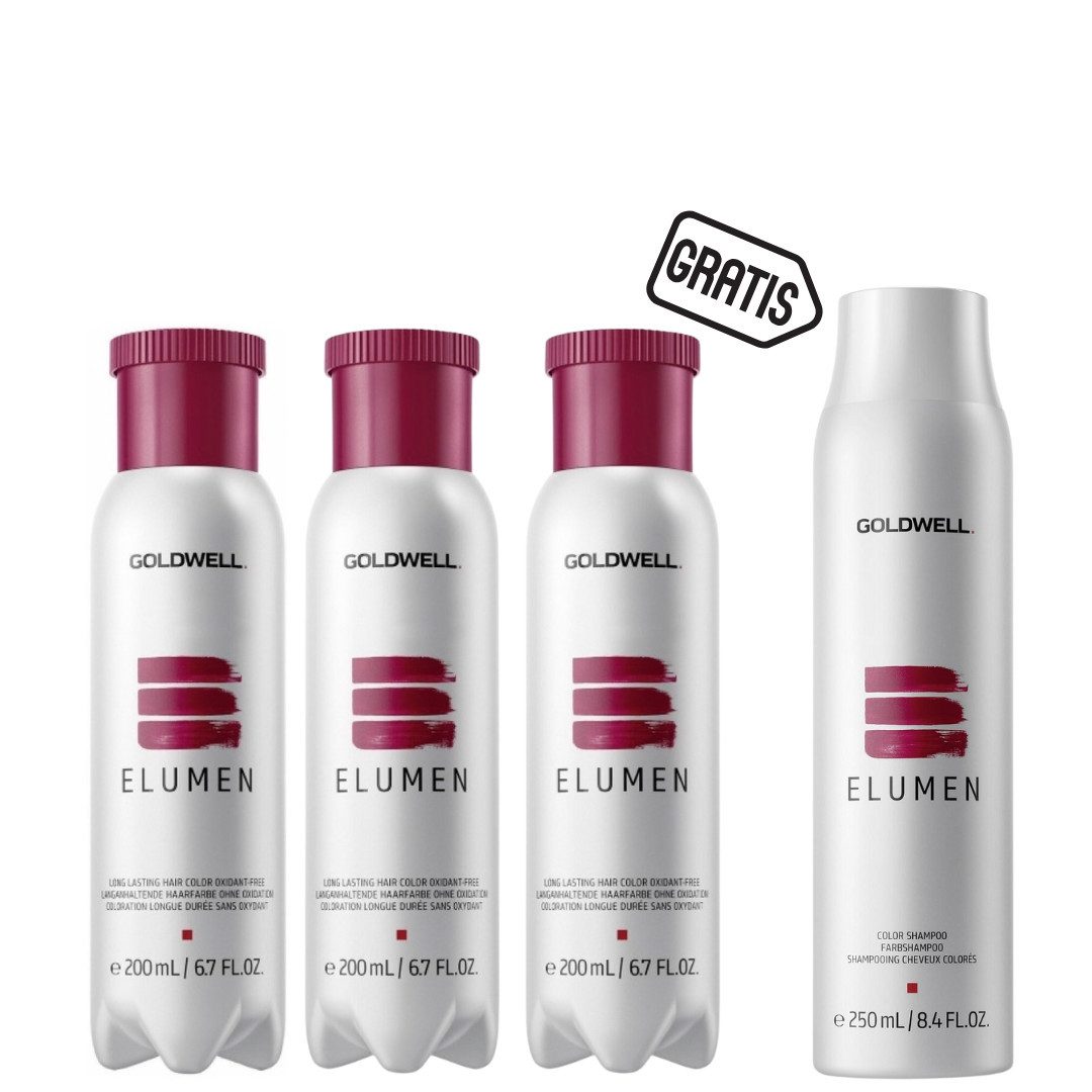 Goldwell Haarfarbe Elumen AN@5 200 ml 3er Set + gratis Elumen Shampoo 250 ml, 4-tlg.
